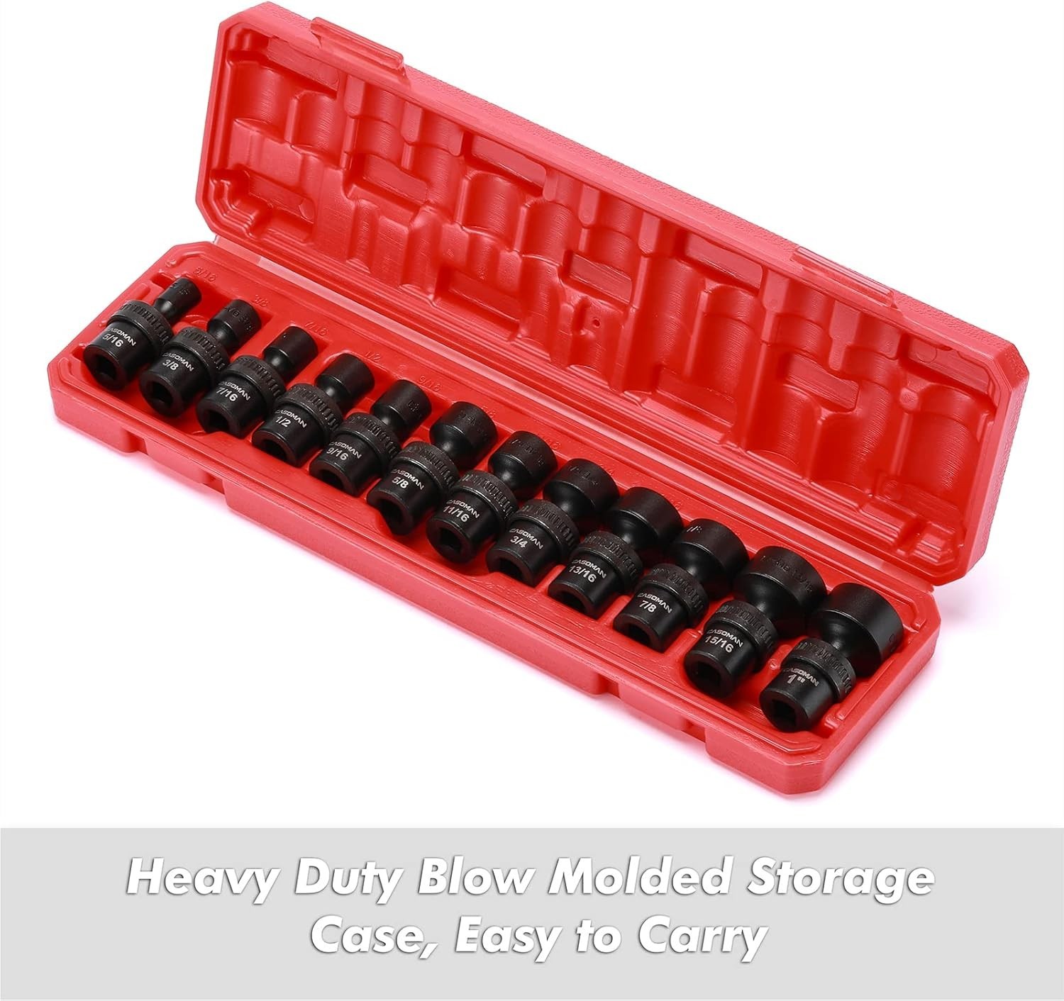 12 Pieces 3/8-Inch Drive Shallow Universal Impact Socket Set, SAE, 5/16″-1″, …