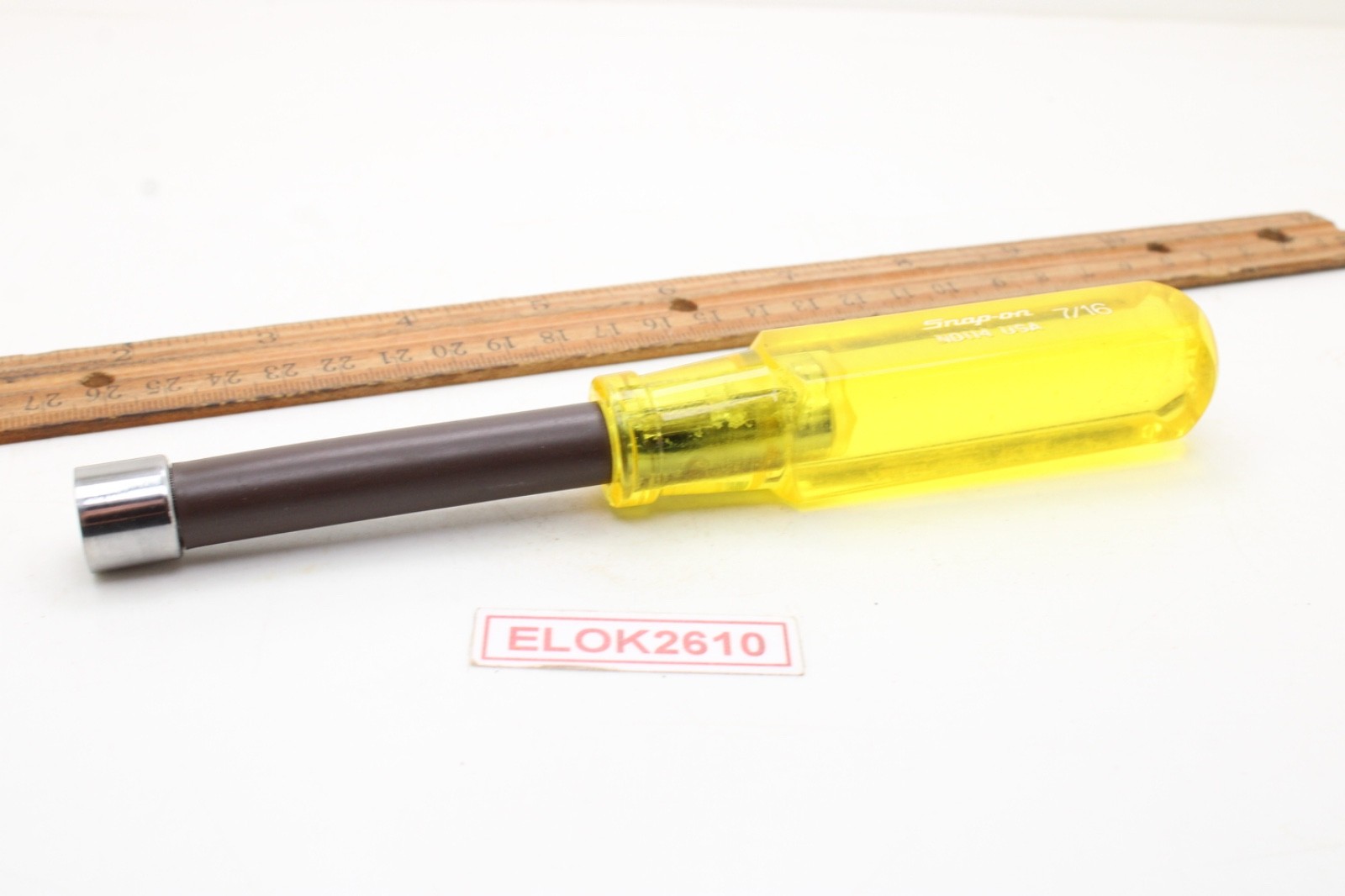 Snap-on ND 114 7/16″ 3″ Shank Brown Insulated Amber Handle Nut Driver USA