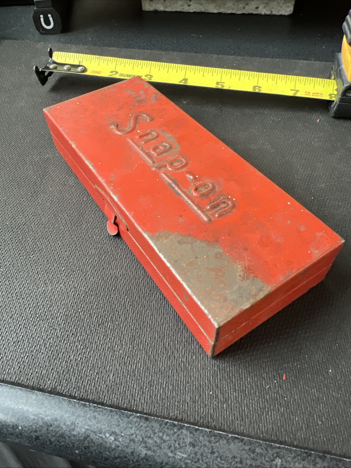 Snap On Tools USA Red Metal Storage Tool Case Socket Ratchet Box, 6” X 2” NICE🔥