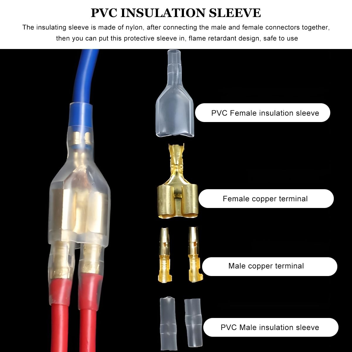 YTFRL 320PCS Double Bullet Wire Connectors, 3.9mm 3.5mm Golden+Transparent