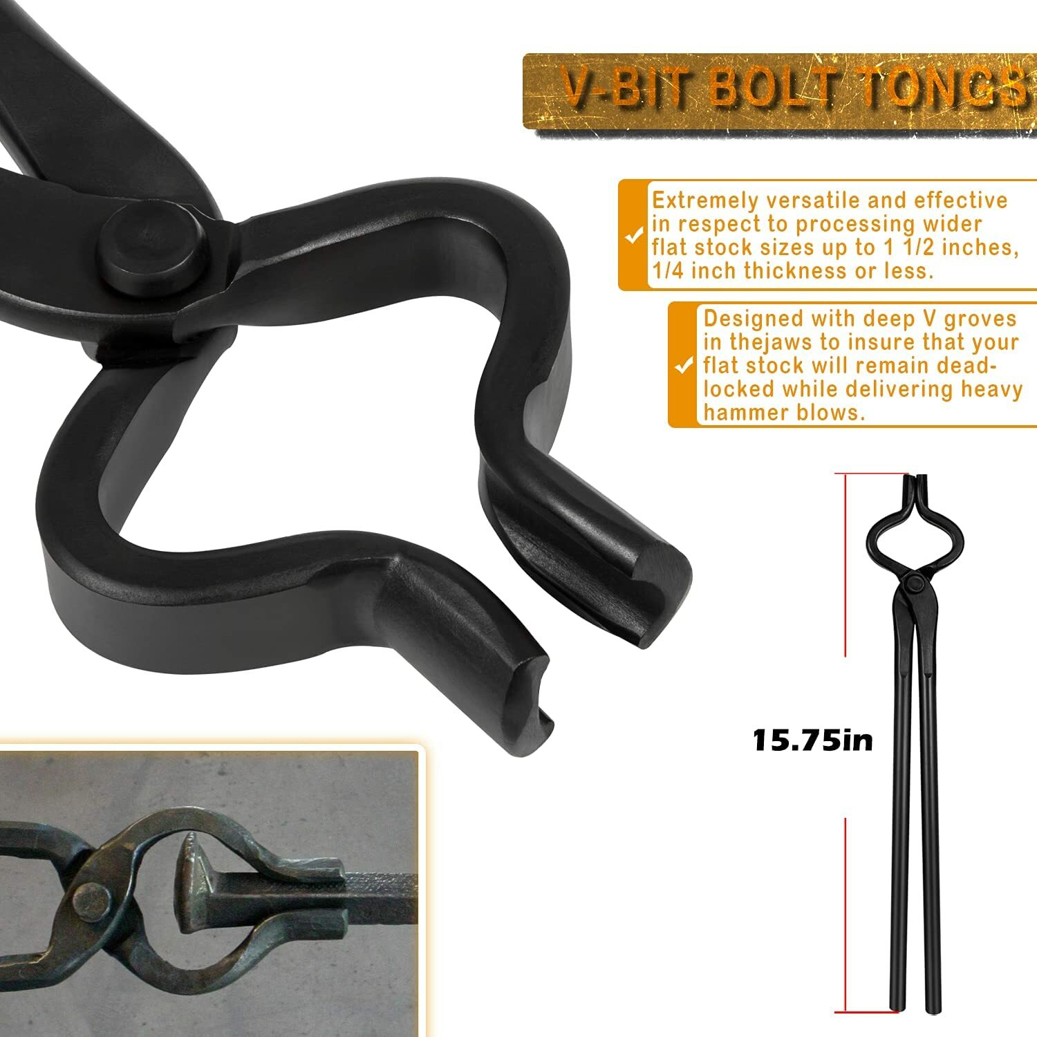 Knife Making Tongs Blacksmith Bladesmith Tong Set Vise Anvil Forge Tools-5PCS