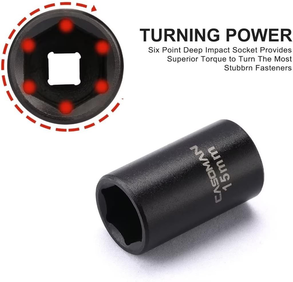 14 Pieces 1/2-Inch Drive Shallow Impact Socket Set, Metric, 6-Point, 11mm to …
