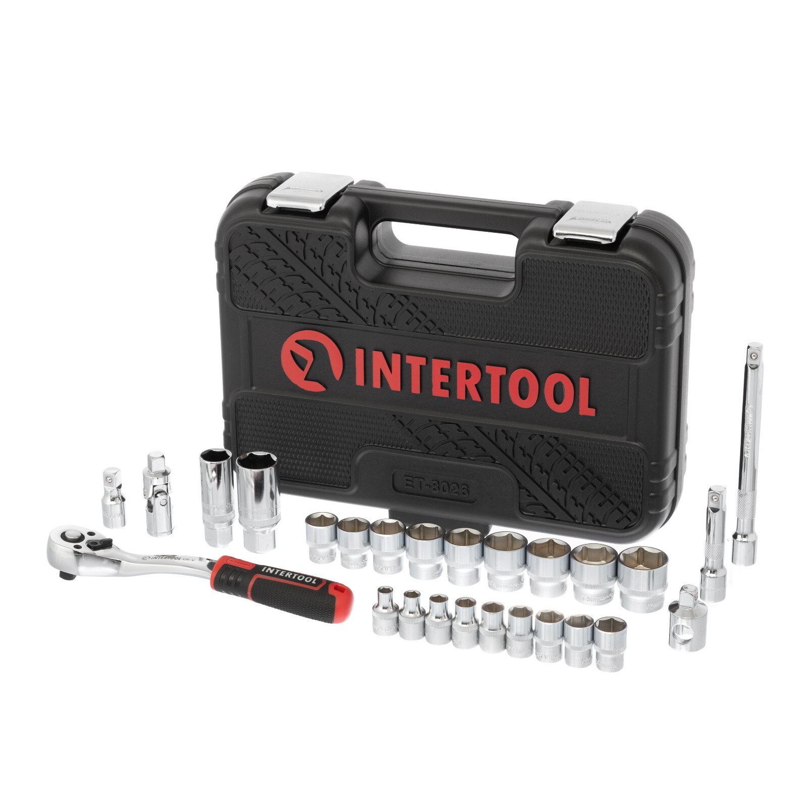 INTERTOOL 26pc 3/8-inch Ratchet Socket Wrench Set ET08-8026