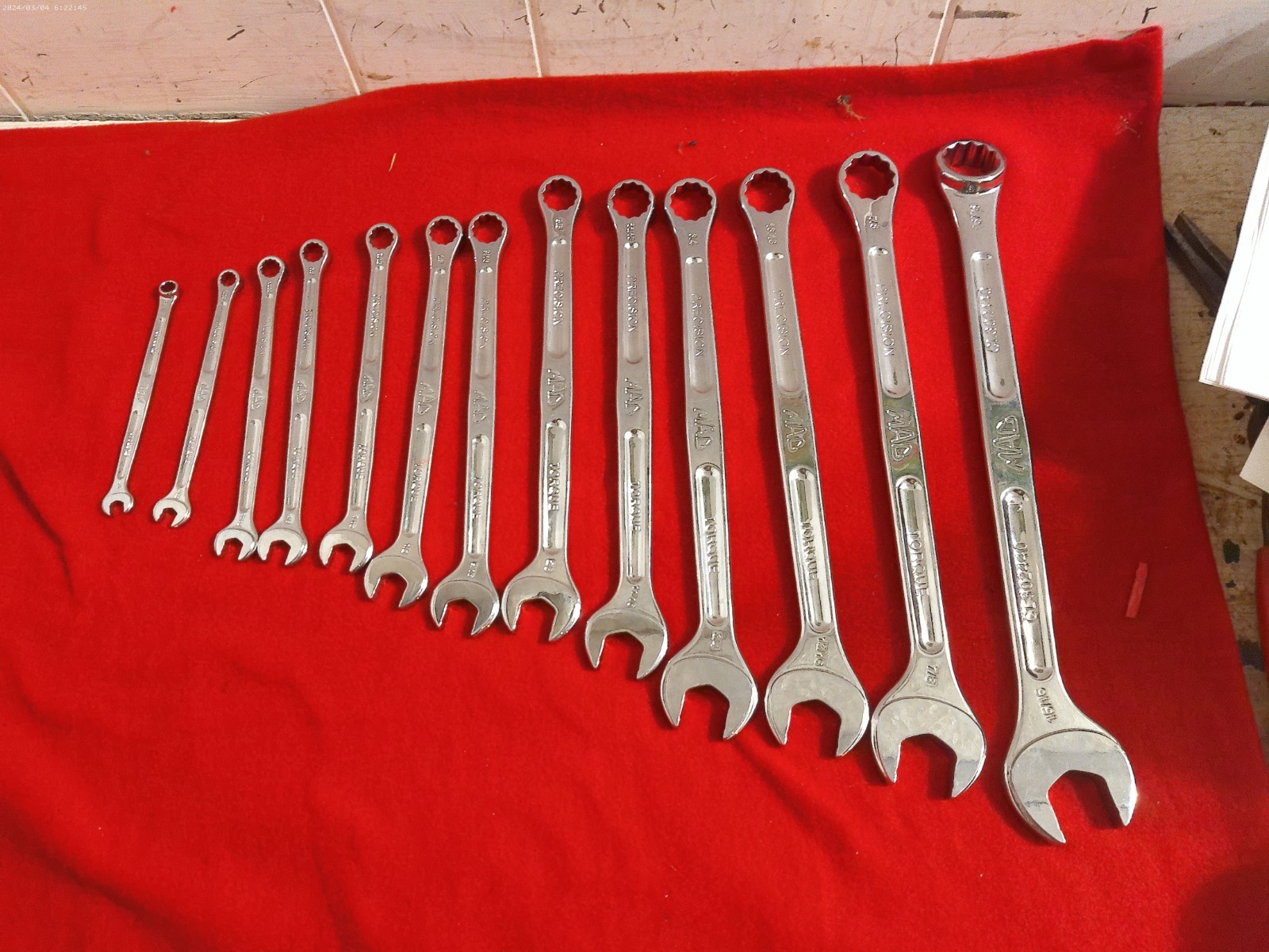 Lot Of 13 Mac Tools 15/16-1/4 Combo Wrenches CL precision torque USA