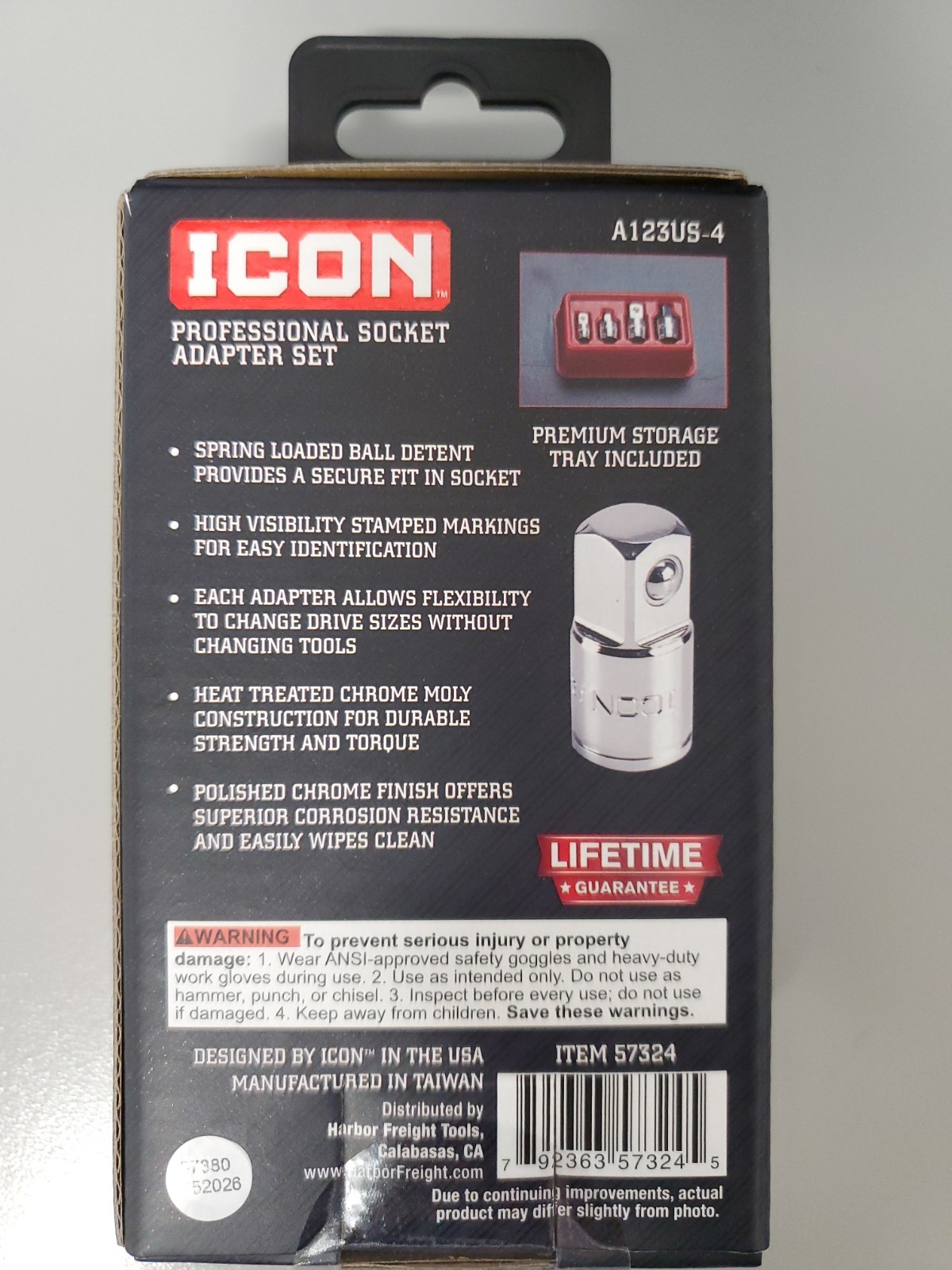 Icon Professional Socket Adapter Set 4 Piece Chrome Moly Steel A123US-4 57324