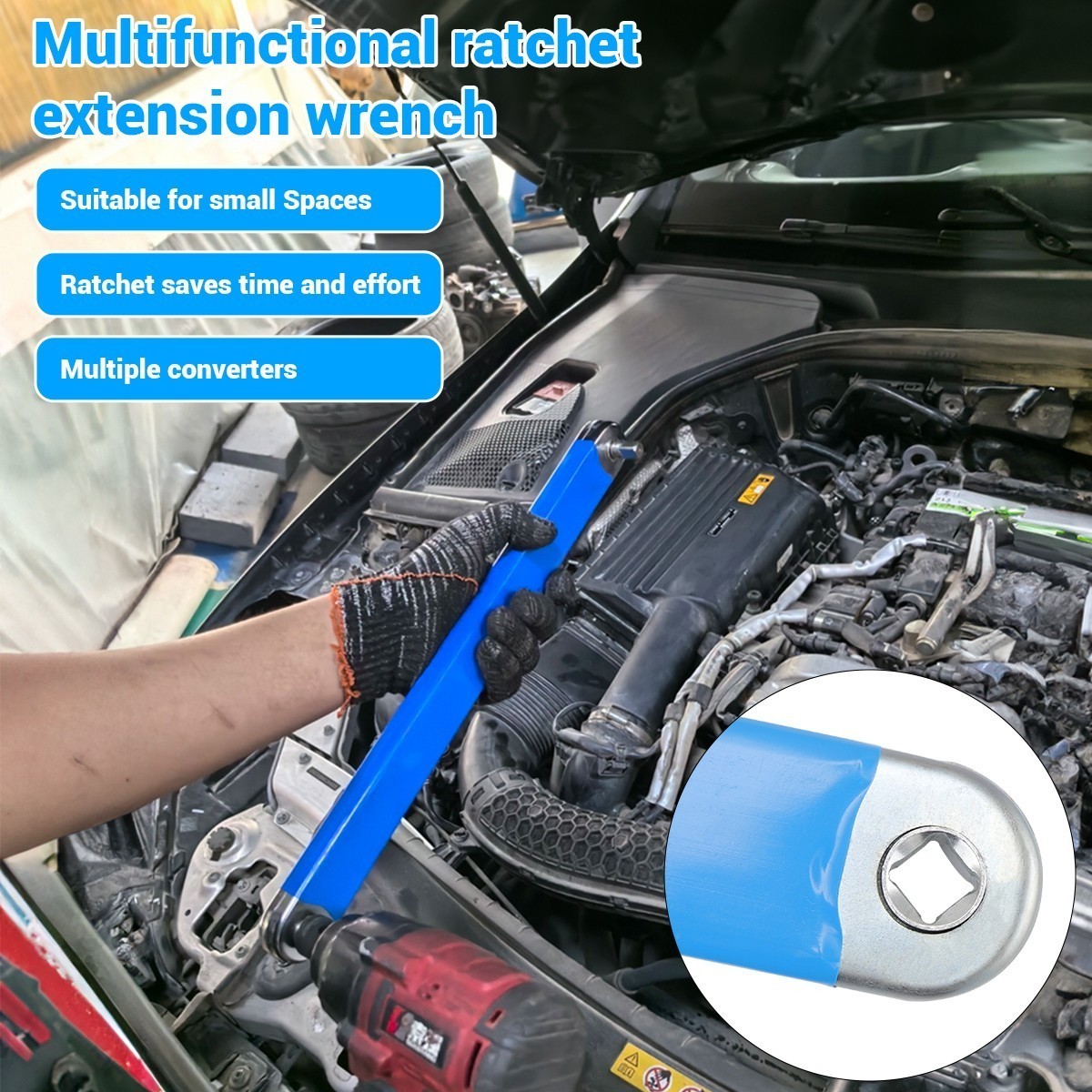 2 Pack Offset Extension Wrench Set Ratchet Spanner Wrench with Extender Shewubzu