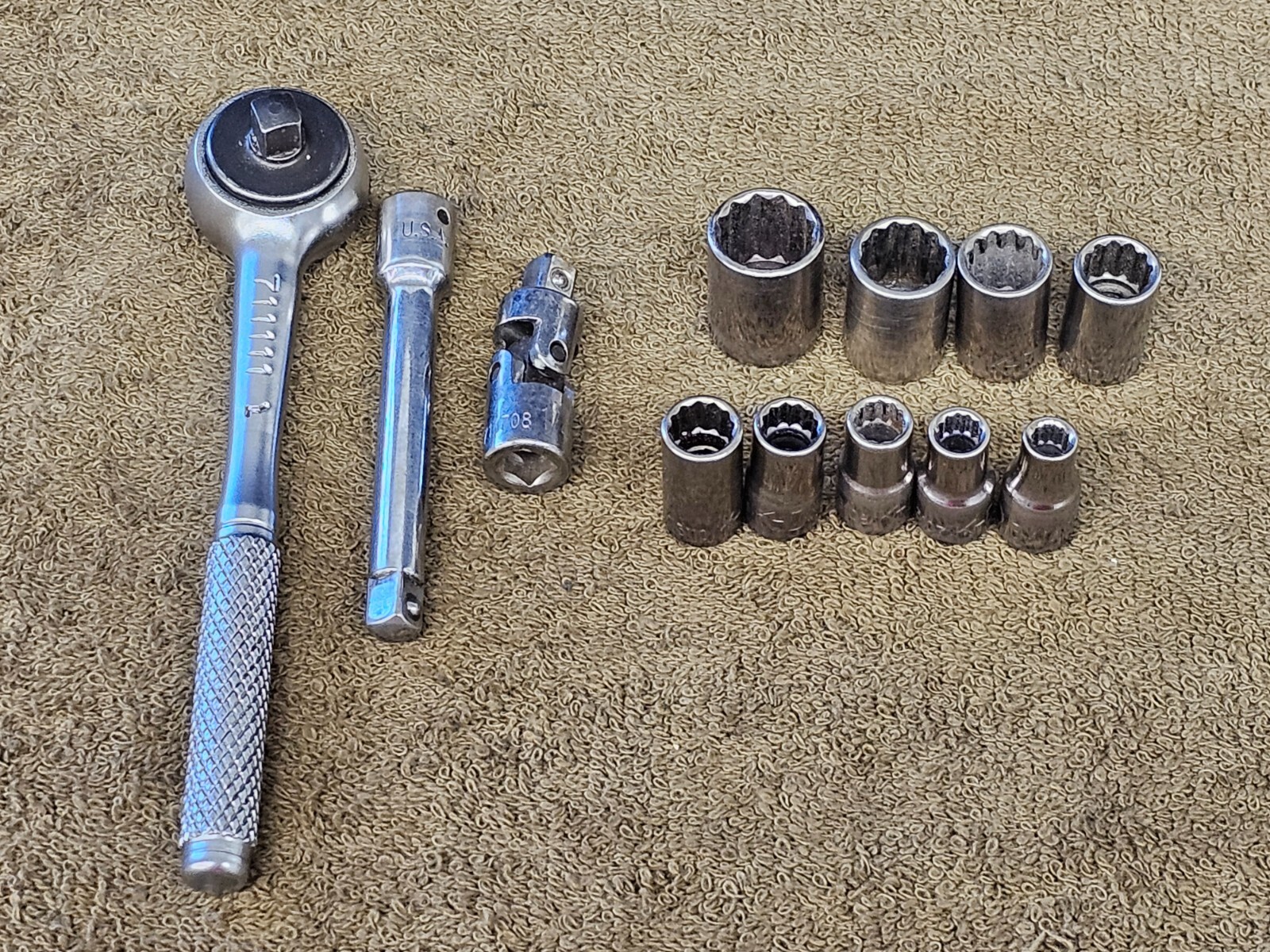12 KD K-D 1/4″ Drive 51 Socket Set Ratchet Extension Sae 1/2 7/16 3/8 5/16 3/16