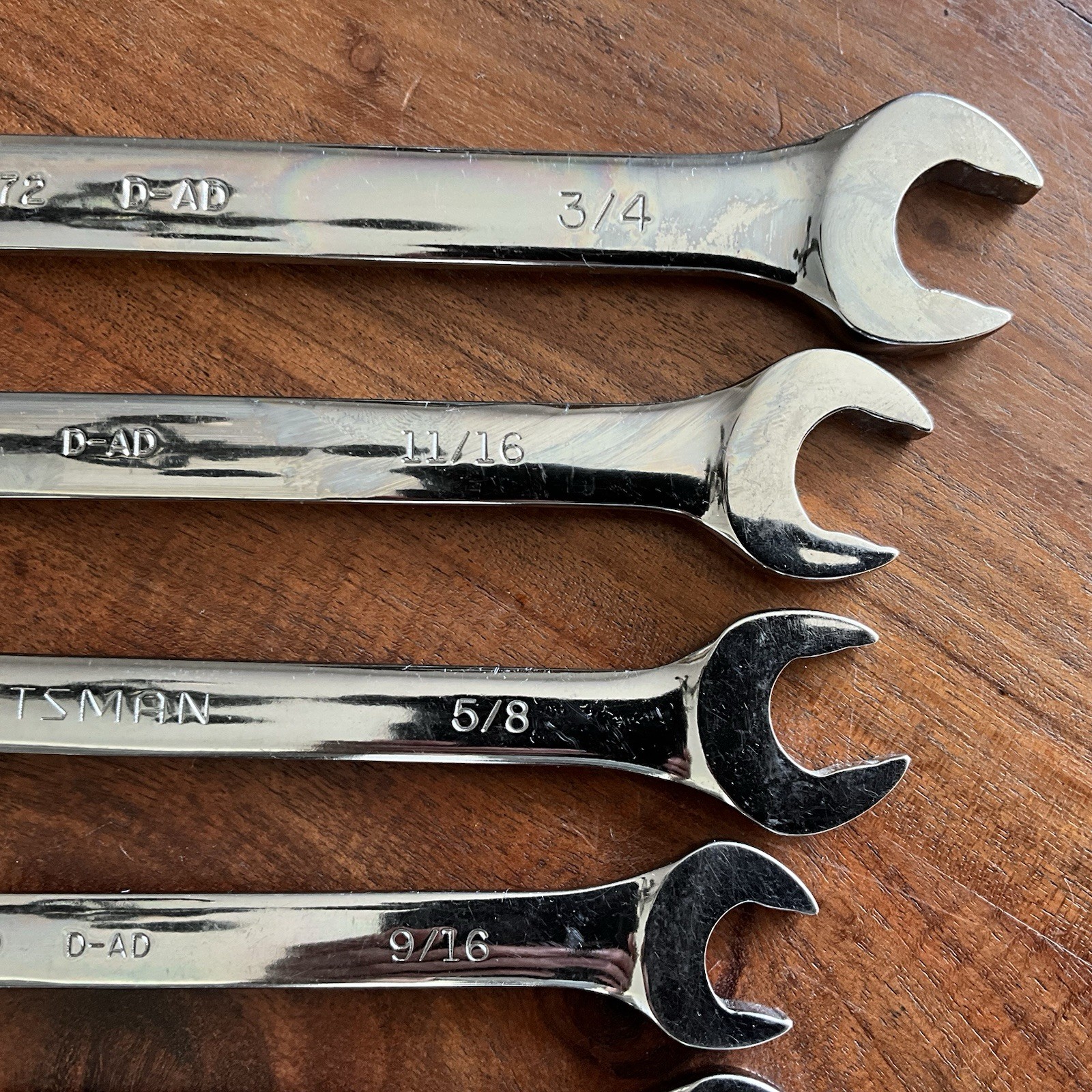 Craftsman 9 pc Combination Wrench Set D-AD 1/4″ to 3/4″ Polished Chrome 12 pt