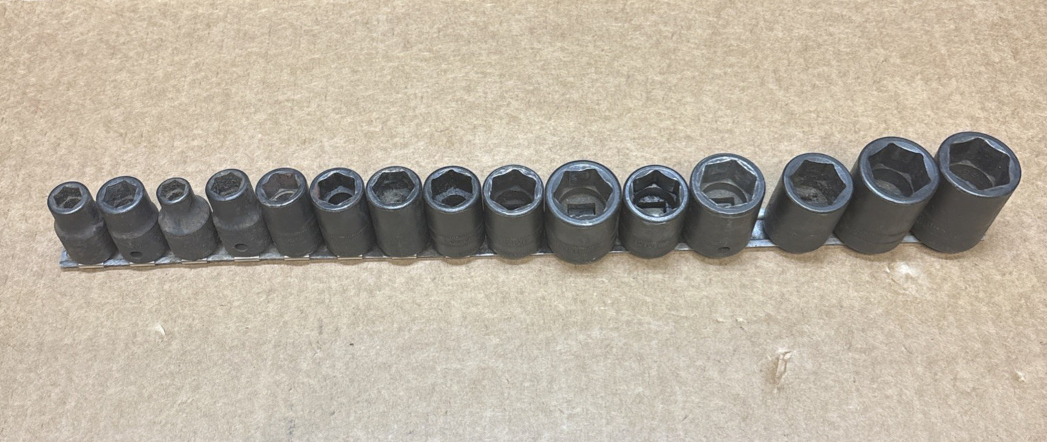 Snap-on 15 pc Metric Shallow Impact Socket Set 10-24mm IMM