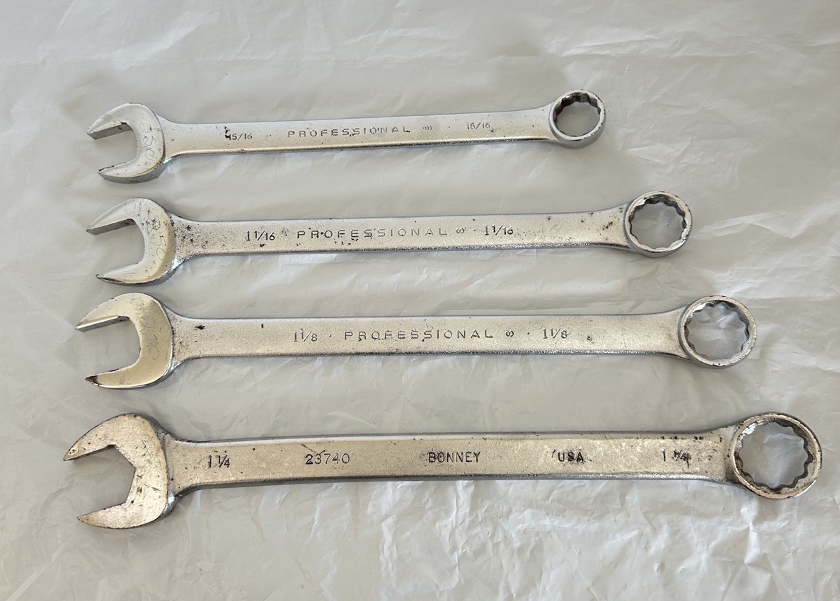 PROTO Professional Jumbo Combination Wrenches + Bonney (4) 15/16 1-1/4″ USA