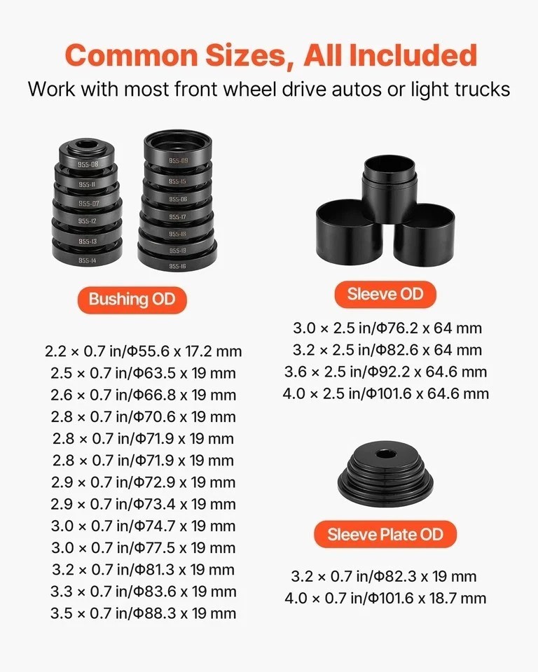 Front Wheel Bearing Press Kit Drive Bearing Removal & Installation 23 PCS
