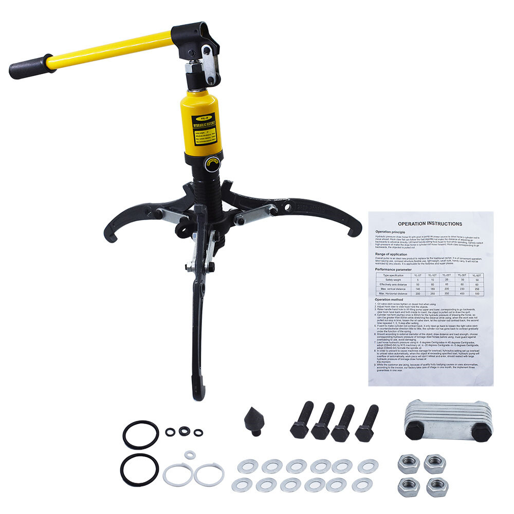 5T Hydraulic Bearing Gear Puller Wheel Hub Puller Separator Garage Tool 3-Jaws