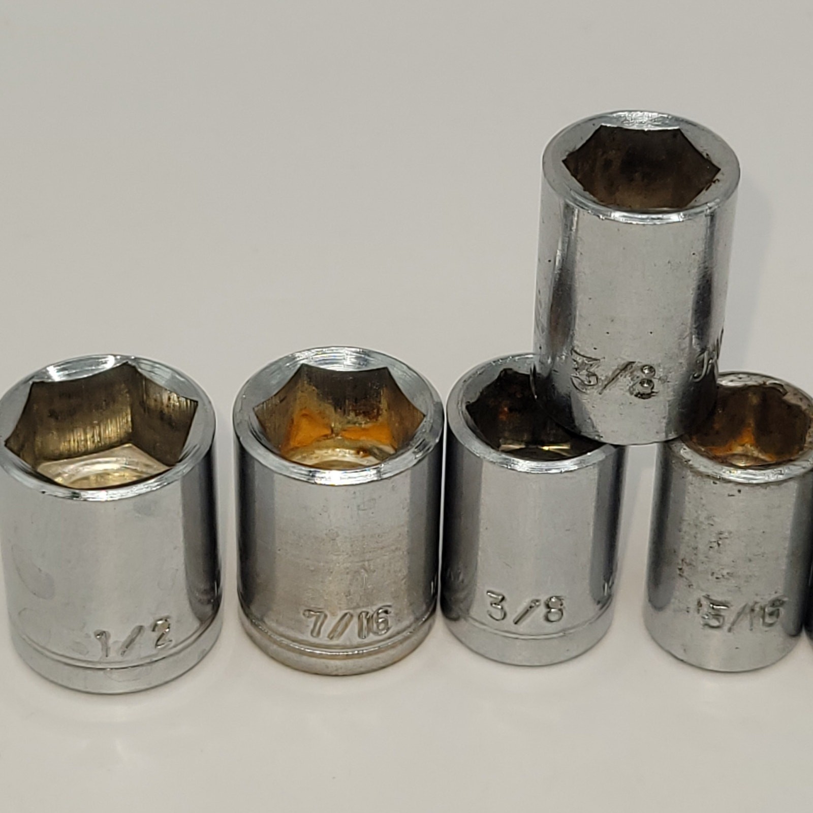 8 X 1/4″ drive sockets 6 Point SAE 1/2″ 7/16″ 3/8″(2) 5/16″ 11/32″ 3/16″ 7/32″