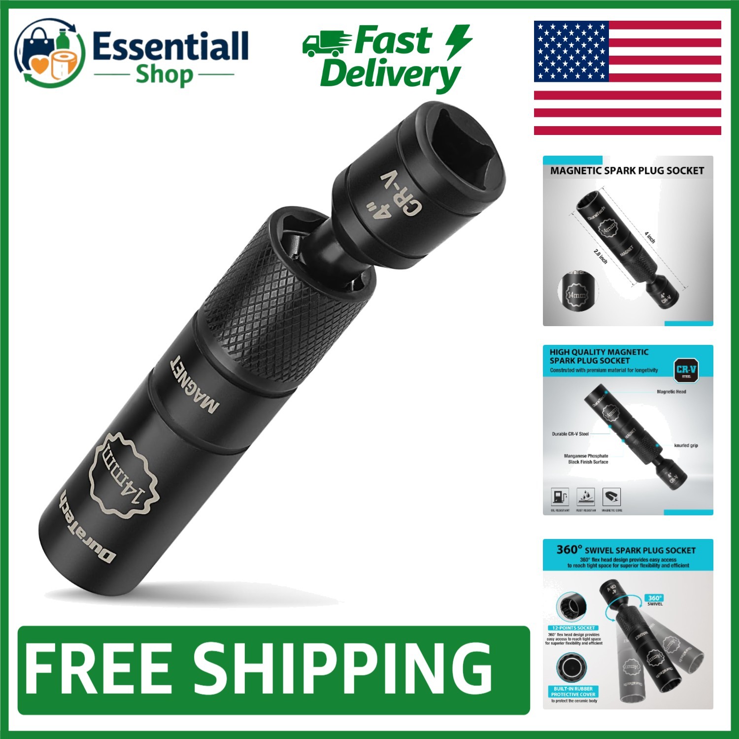 Professional 12-Point Magnetic Spark Plug Socket – Corrosion Resistant