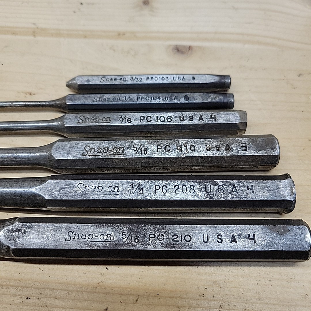 Lot of 6 Snap-On Starter Punch set PPC210 PPC208 PPC206 PC106 PC208 PC210 USA