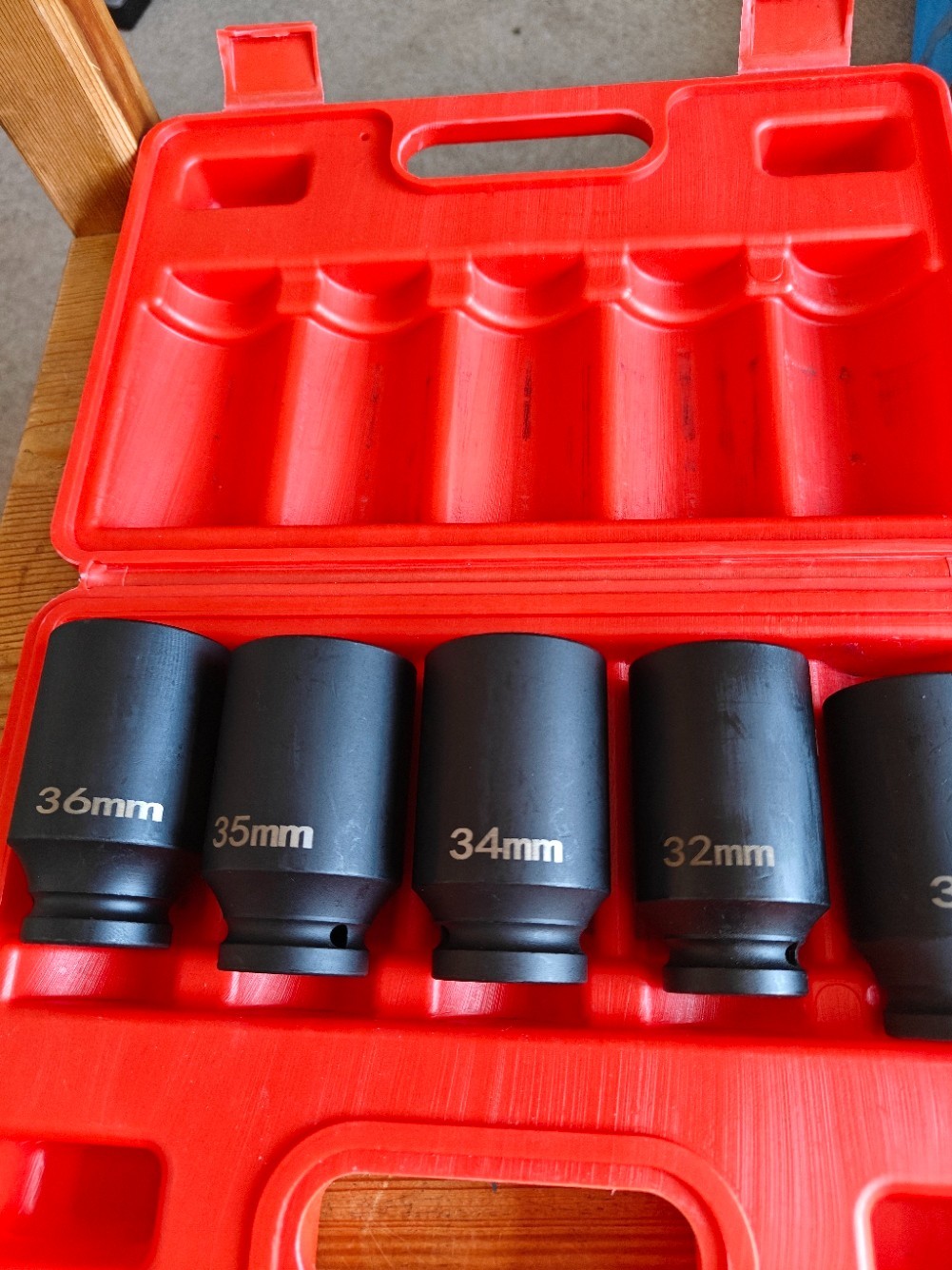 5PCS 30mm 32mm 34mm 35mm 36mm Deep Impact Socket Set 1/2″ Drive 12 Point Hub Nut