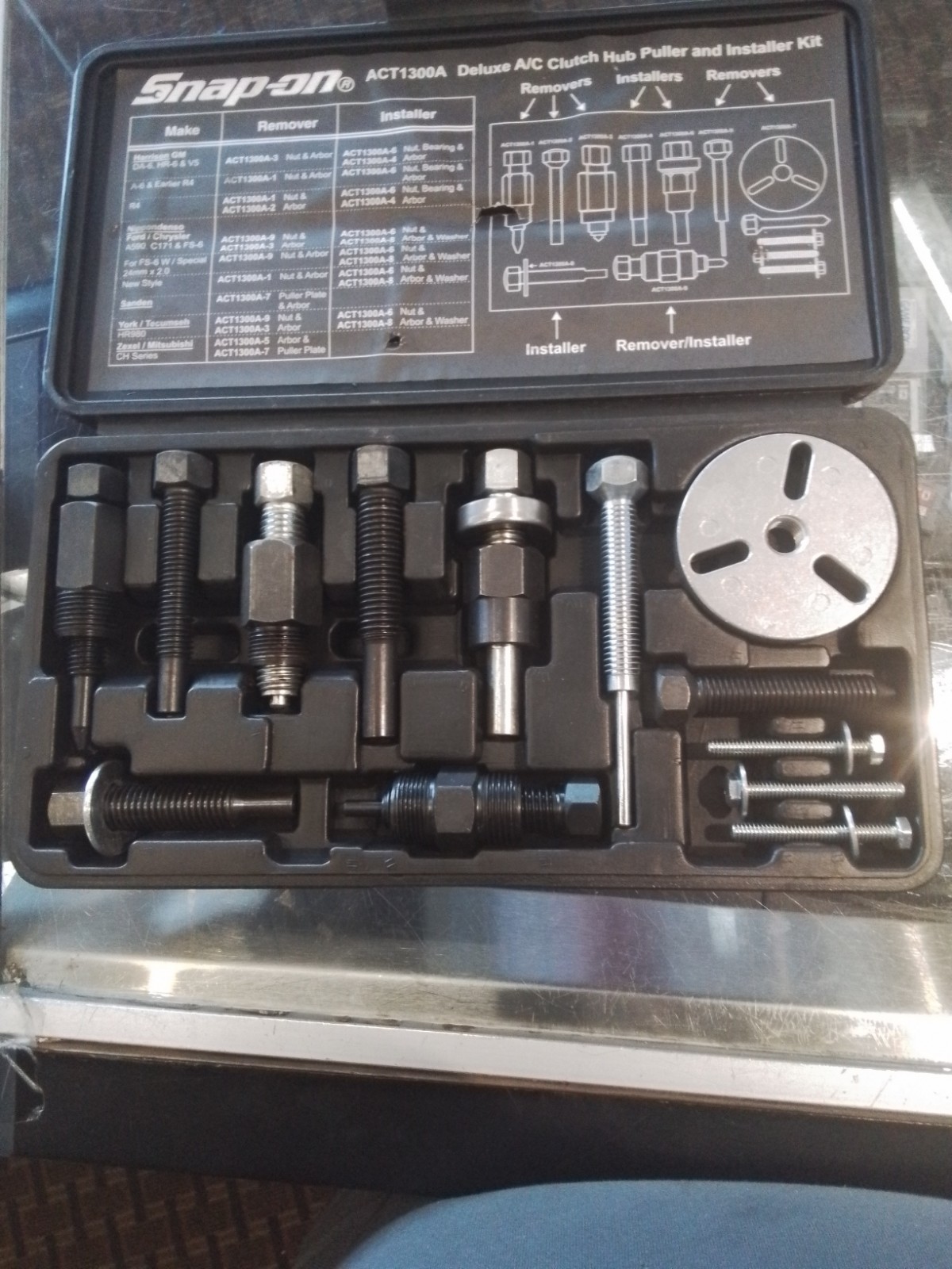 Snap On Act1300A, Deluxe A/C Clutch Hub Puller And Installer Kit….see Pics…