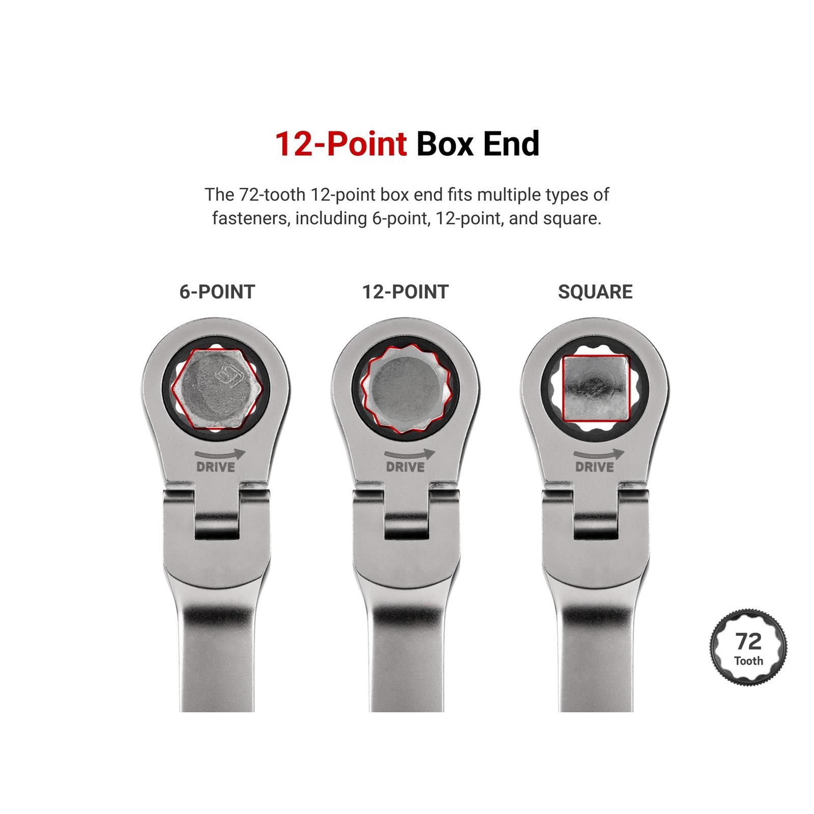 Tekton WRB95305 Long Fixed/Flex Head 12-Point Ratcheting Set