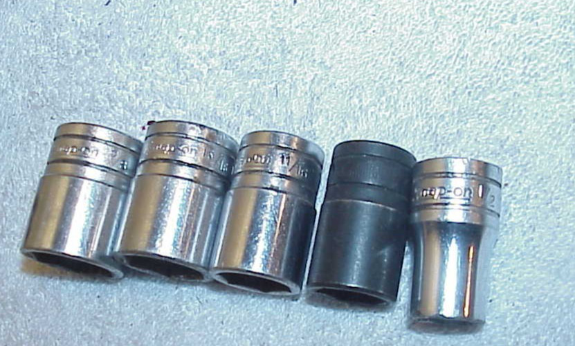 9 pcs Snap On 1/2” Drive Shallow Socket Set 6pt. 1-1/8″ – 1/2″ TW361 TW341 TW321