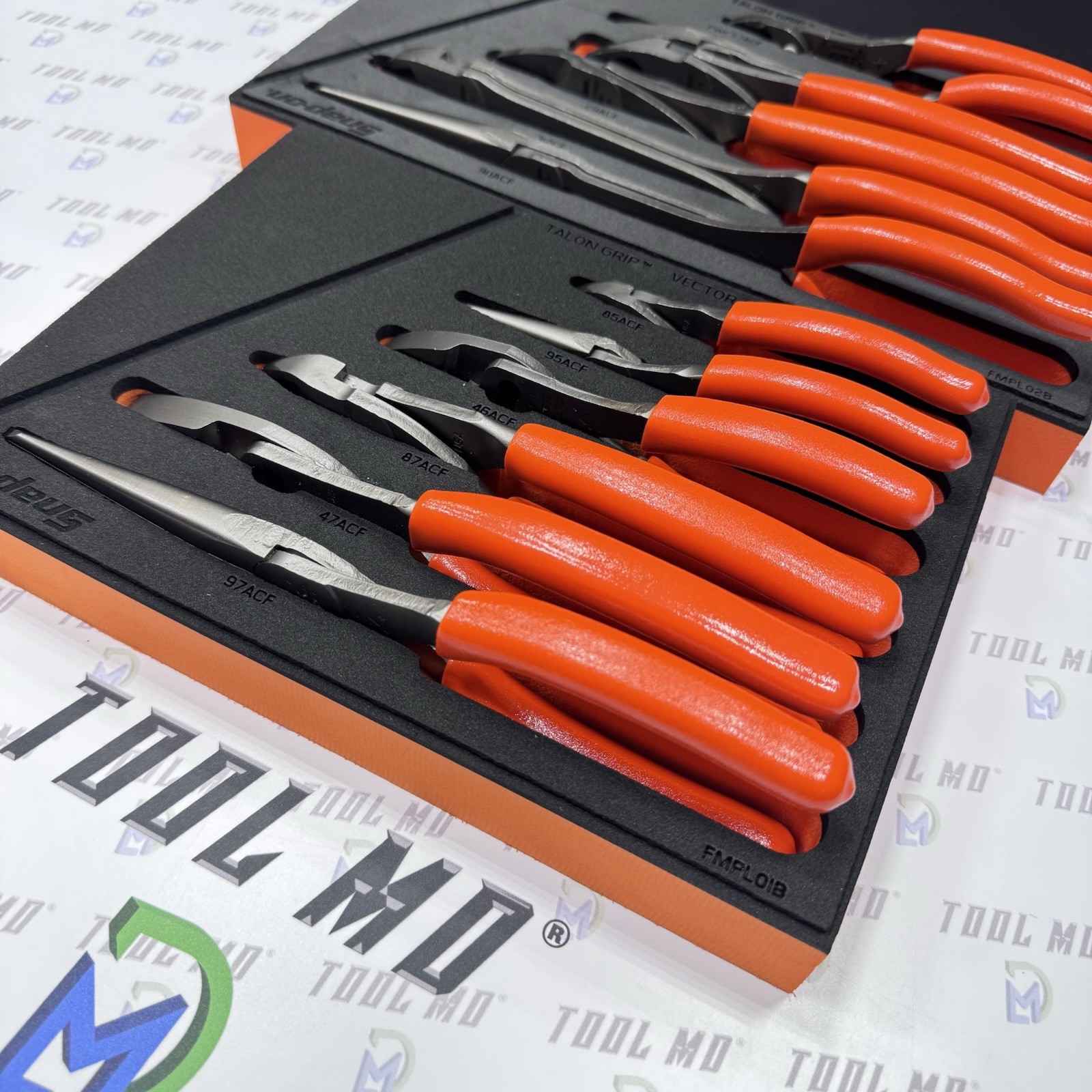 Snap-on Tools USA NEW ORANGE 12-Piece Essential Pliers / Cutters Foam Set
