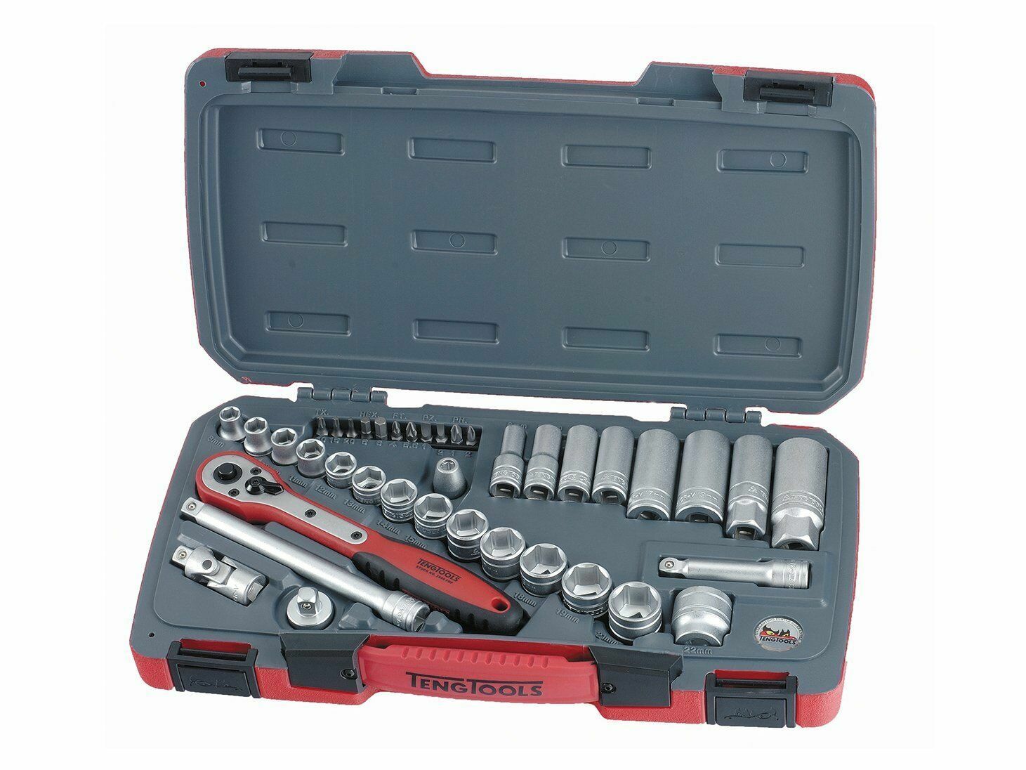 Teng Tools 39 Pce 3/8 Drive Socket Ratchet Extension Tool Set Case