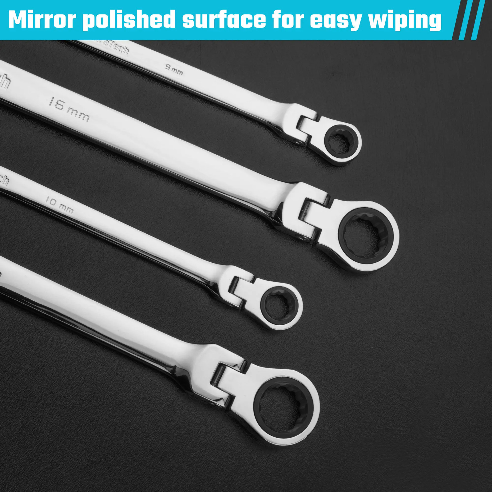 Extra Long Flex-Head Ratcheting Wrench Metric CR-V Steel Father’s Day Gift