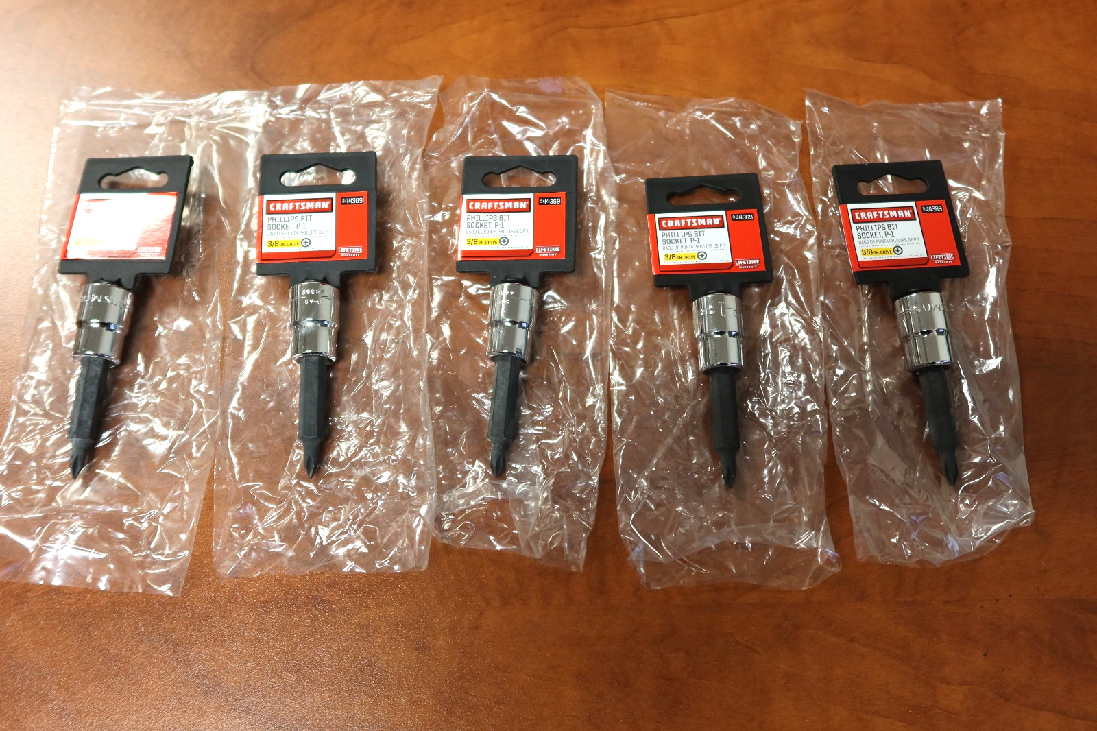 5-count Craftsman Phillips Bit Socket P-1 with 3/8″ Drive – # 44369