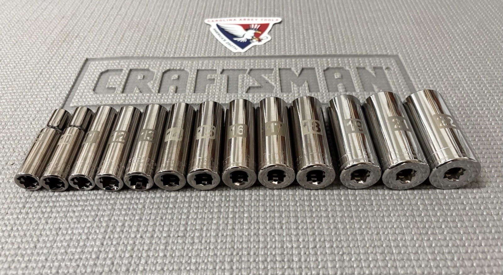 NOS Sears Craftsman USA 3/8” Drive 13pc Easy Read Deep Socket Set 9-22mm Rare!
