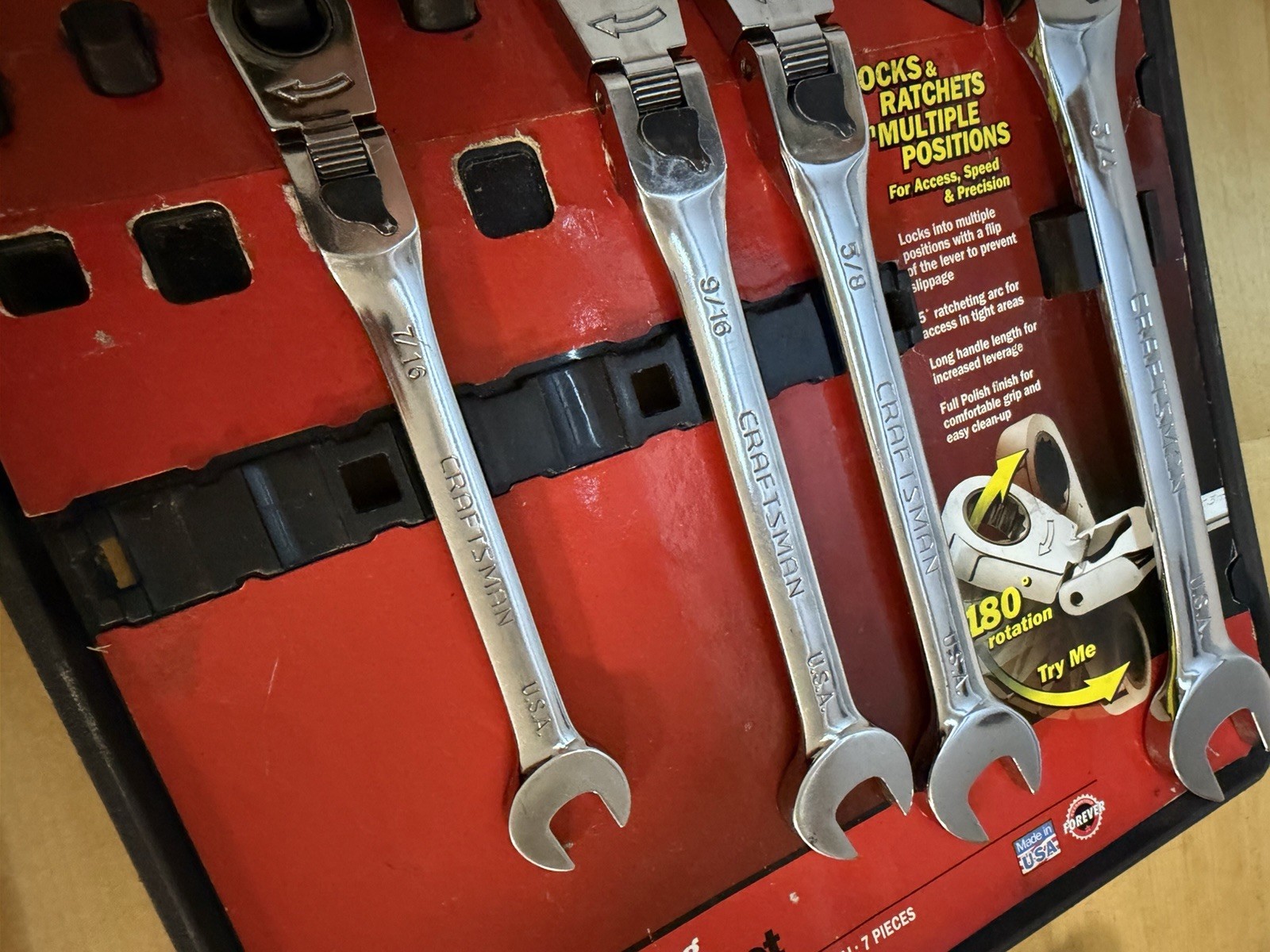 USA Craftsman Locking Flex Ratchet SAE 12PT (Set of 4)