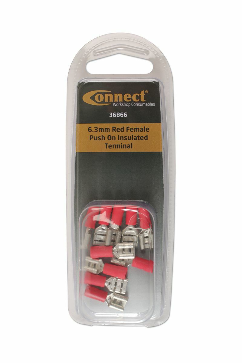 Connect 36866 6.3mm Red Female Push On Insulated Terminal Pk 10