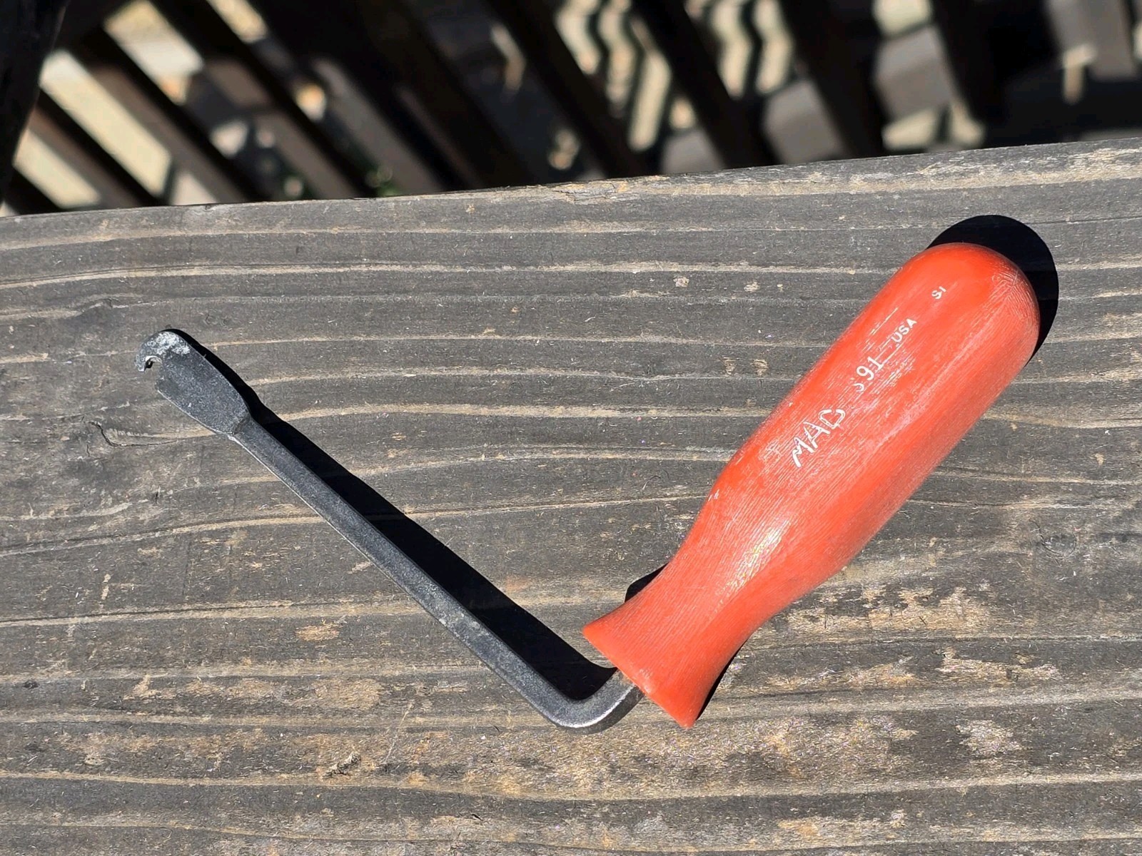 Vintage MAC TOOLS S91 Headlight Spring Adjuster Tool Wood Handle USA Made