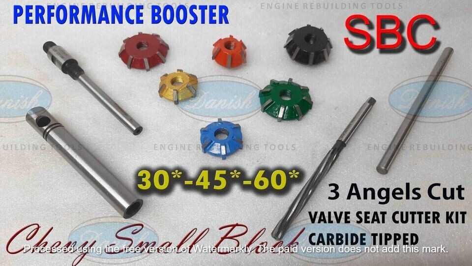 CHEVY 350 Small Block VALVE SEAT CUTTER KIT 3 ANGLE CUT CARBIDE PERFORMANCE