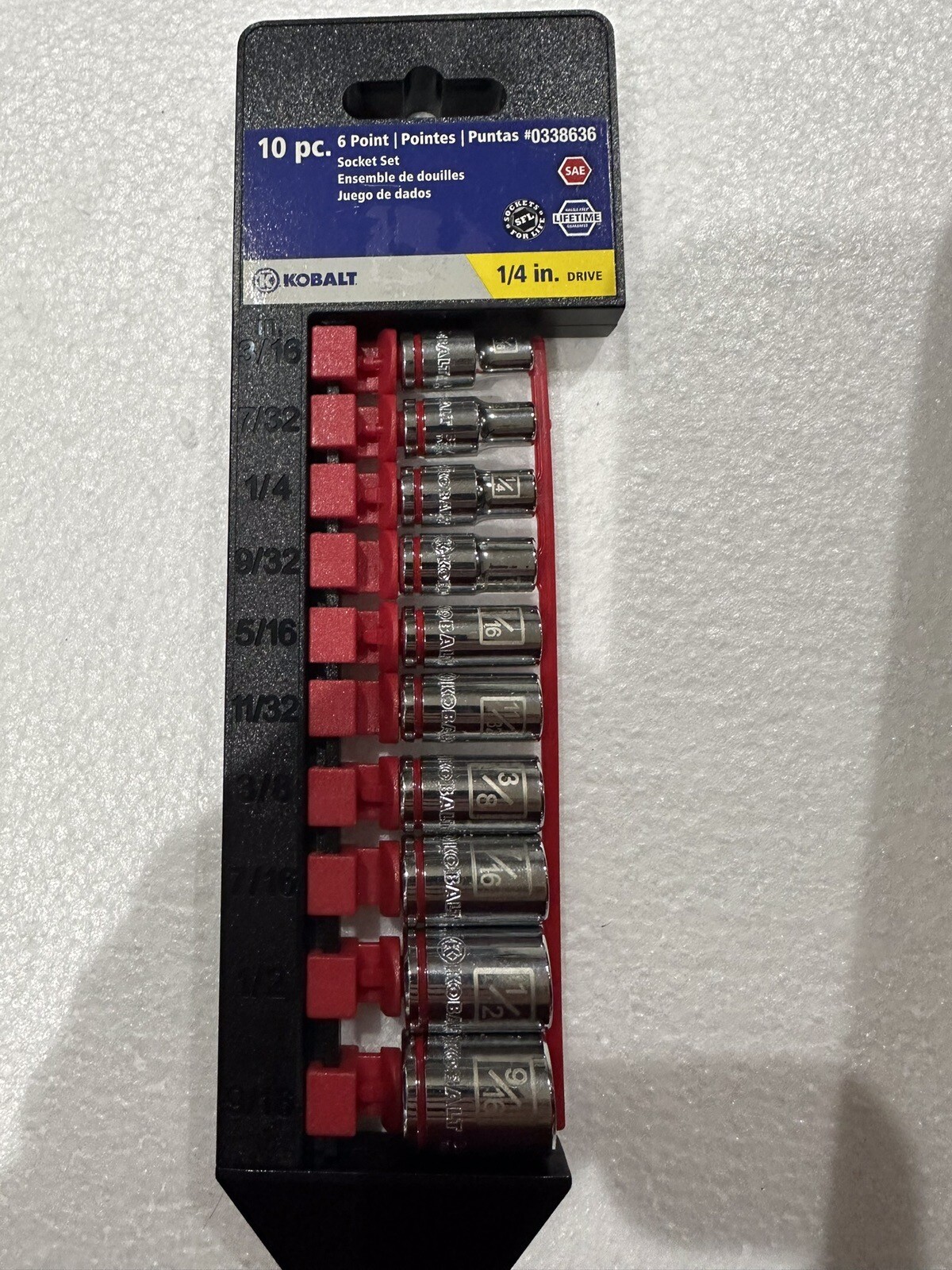 Kobalt 10 Pc Socket Set, SAE 1/4-Inch Drive, 6-Point