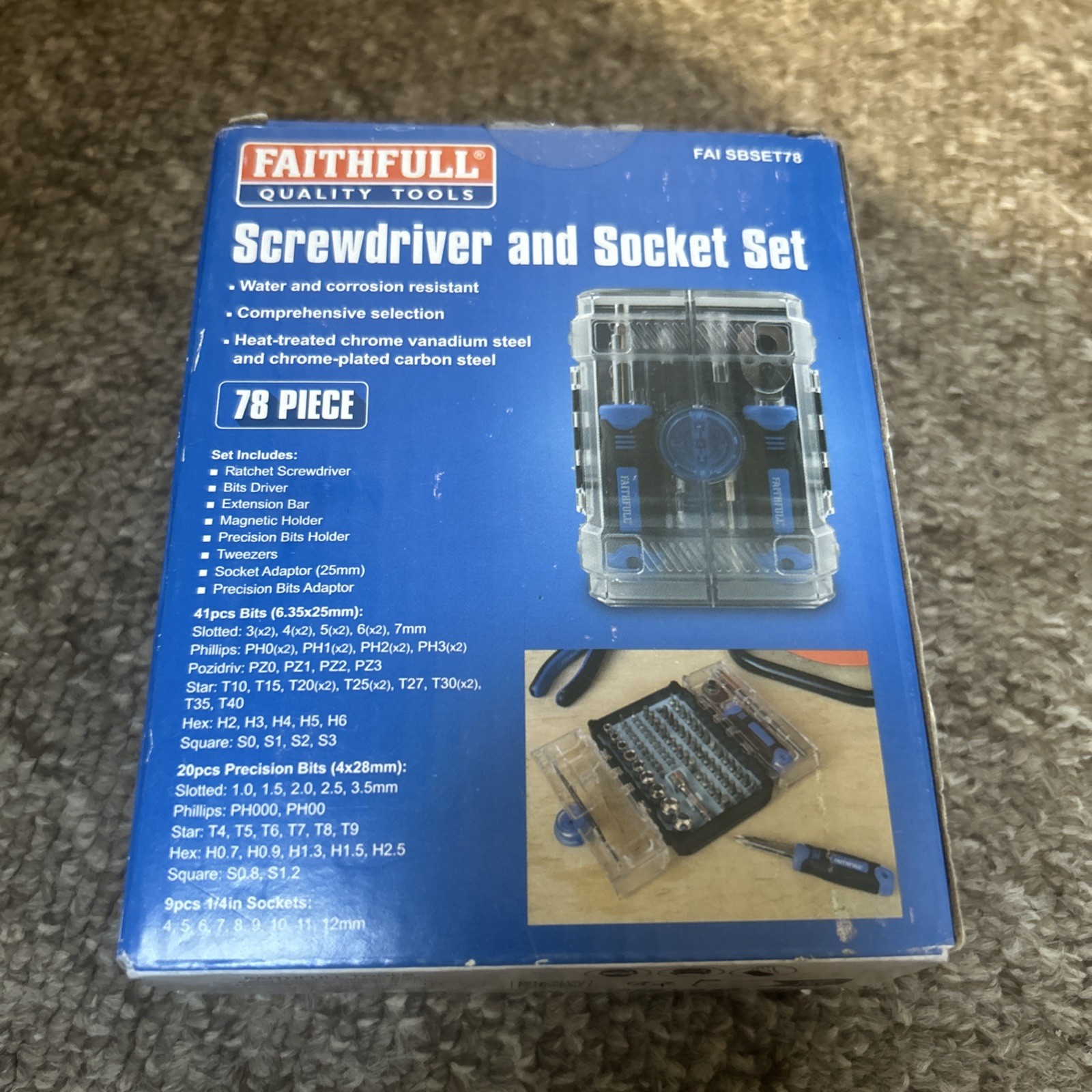 Faithfull FAISBSET78 / XMS25SDSET78 78pc Screwdriver Bit & Socket Set