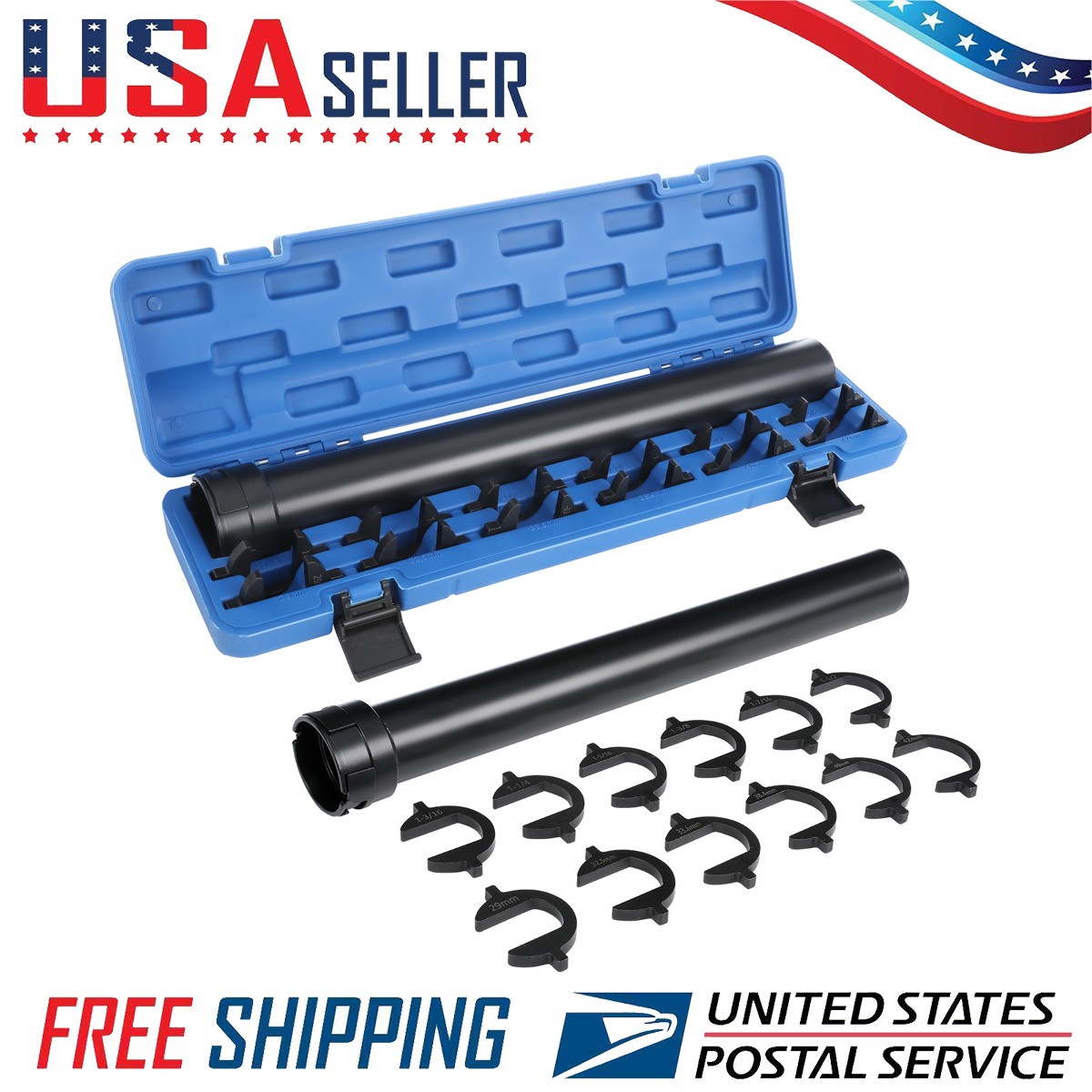 Heavy Duty Inner Tie Rod Wrench Kit 13pc, 12 Adapters SAE Metric, 1/2″ Drive