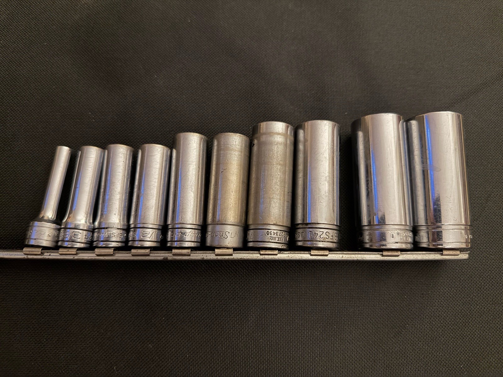 Snap On 10 Piece 3/8” Deep Chrome Sockets 1/4 – 15/16 – SFS