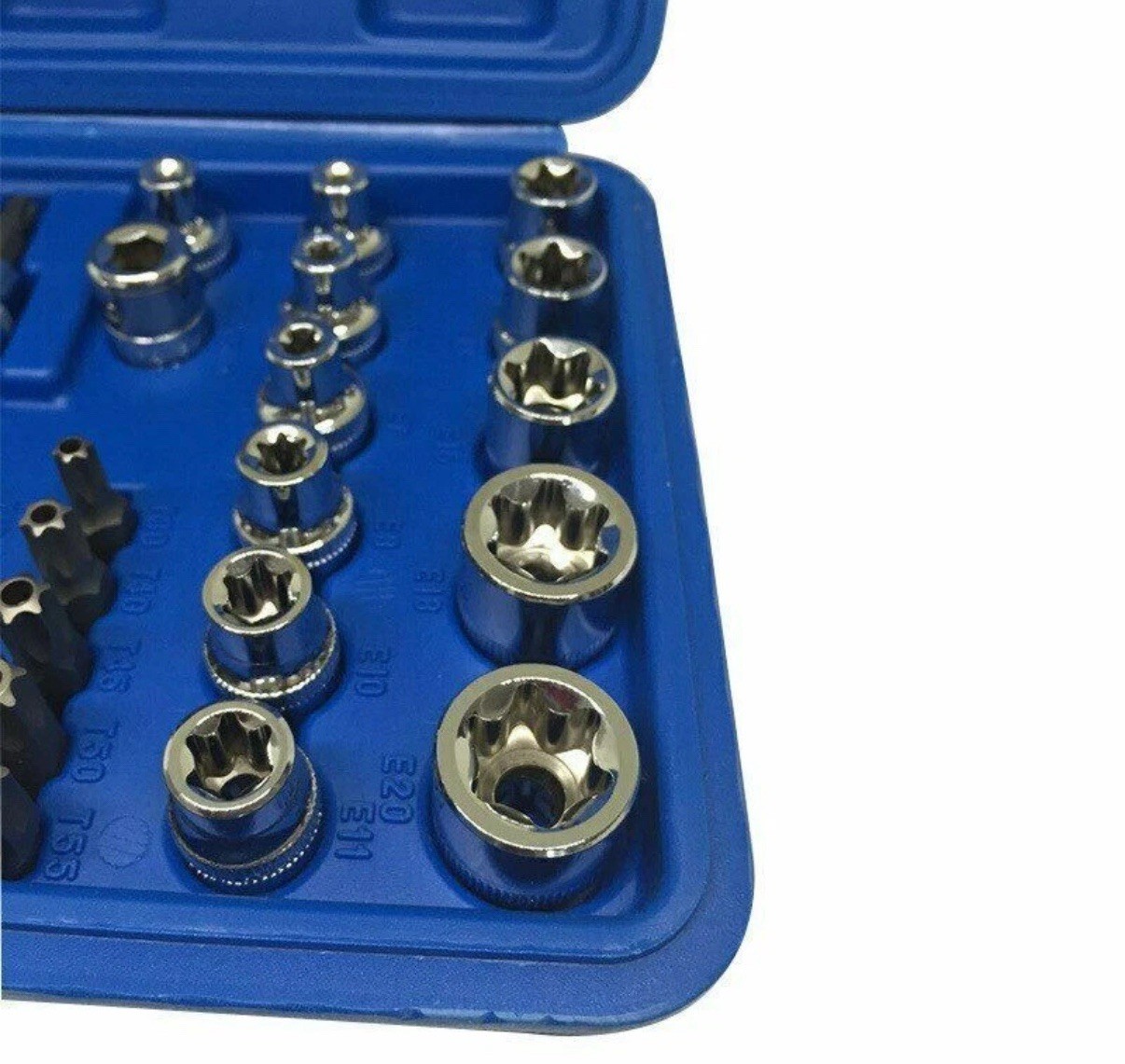 34 pcs Torx Star Sockets & Bit Set Male Female E-torx Security Bits 3/8 Drive