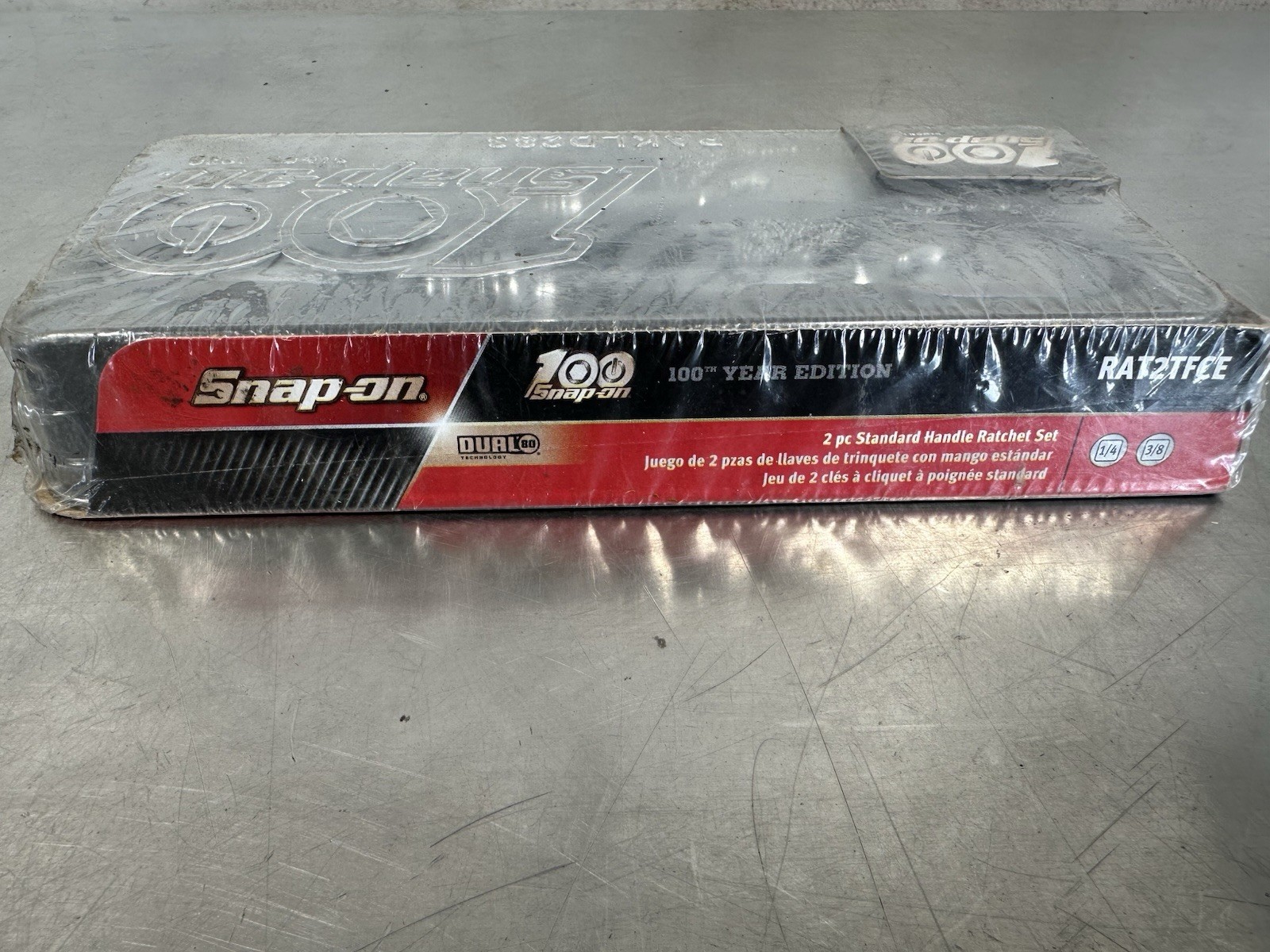 Snap On NEW 100th Anniversary 2pc Mix Drive Chrome Ratchet Set RAT2TFCE