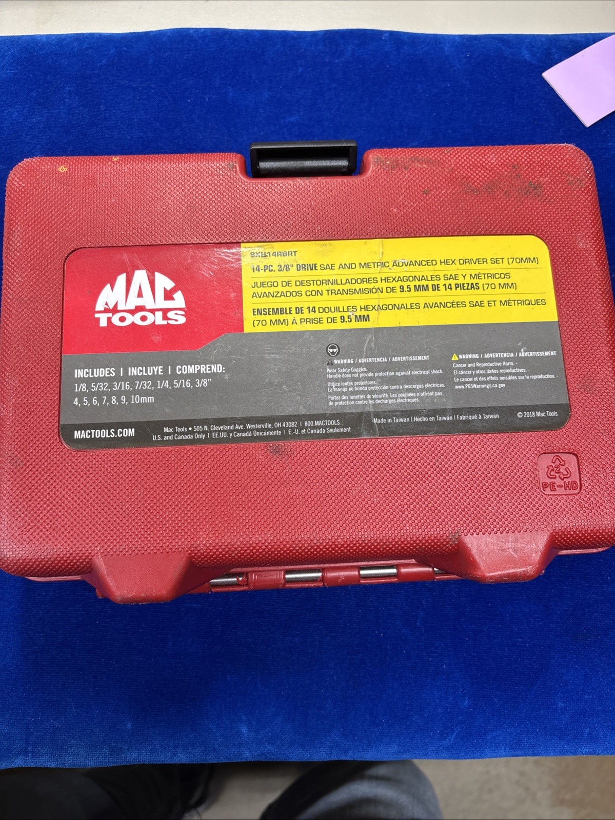 Mac Tool Sxh14rbrt 14pc Sae / Metric Hex Driver Set Rbrt Grip edge Nice!!!