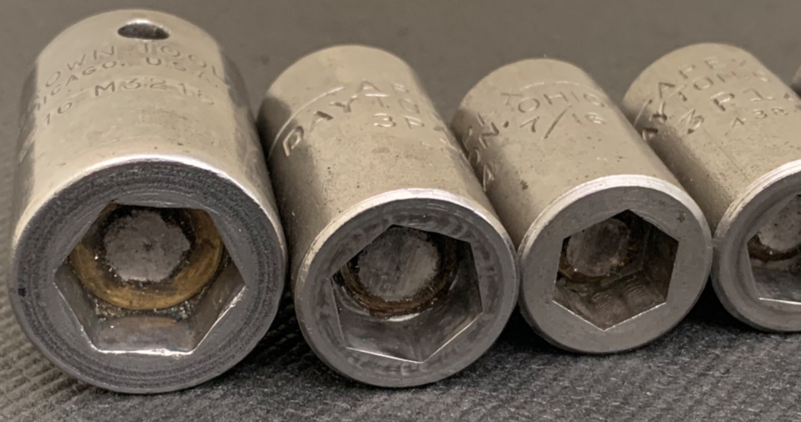 Lot of 12 Various Vintage Apex & Brown Tool SAE Sockets Made in USA