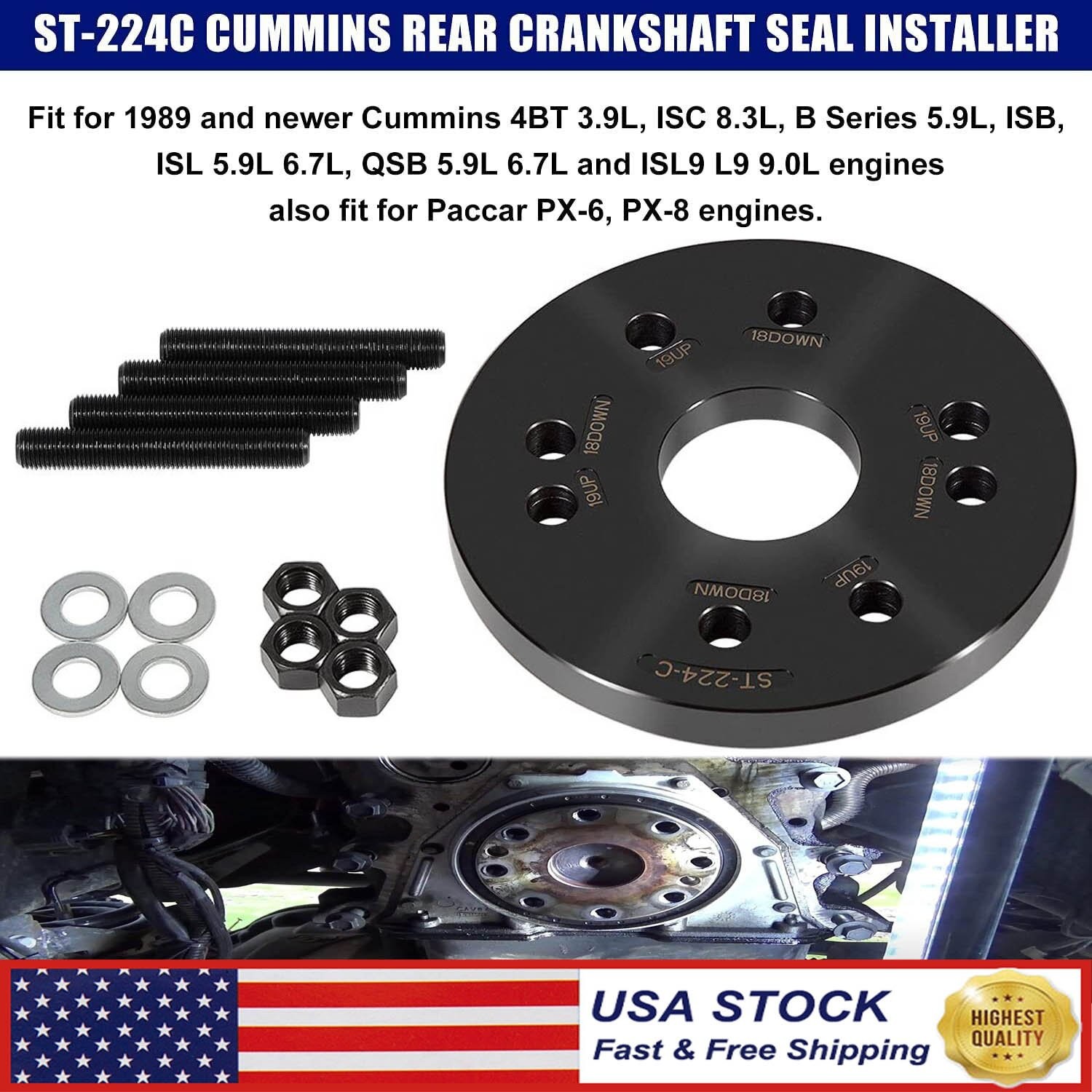 Rear Crankshaft Seal & Wear Sleeve Installer For Cummins 3.9L 5.9L 6.7L ISC 8.3L