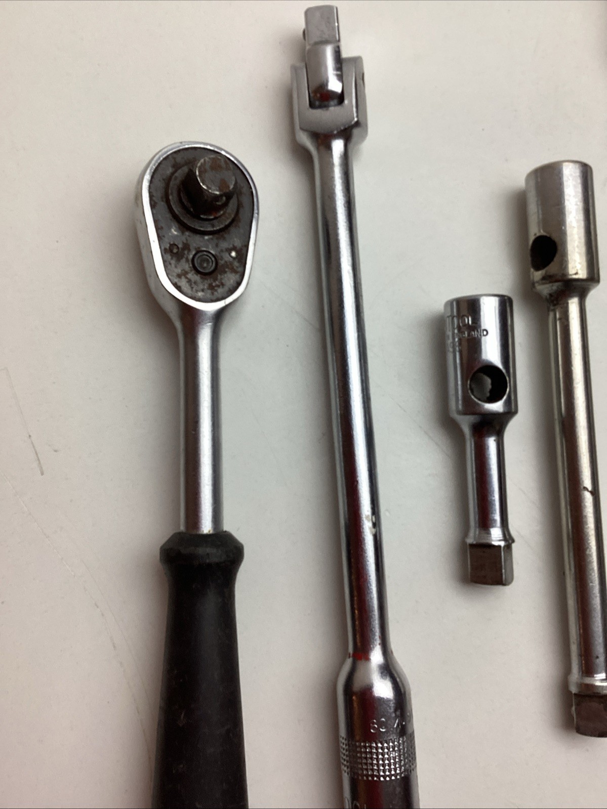 6 Pc BRITOOL 3/8”Drive Assortment. 4 Extensions. Ratchet. T Bar. Breaker Bar