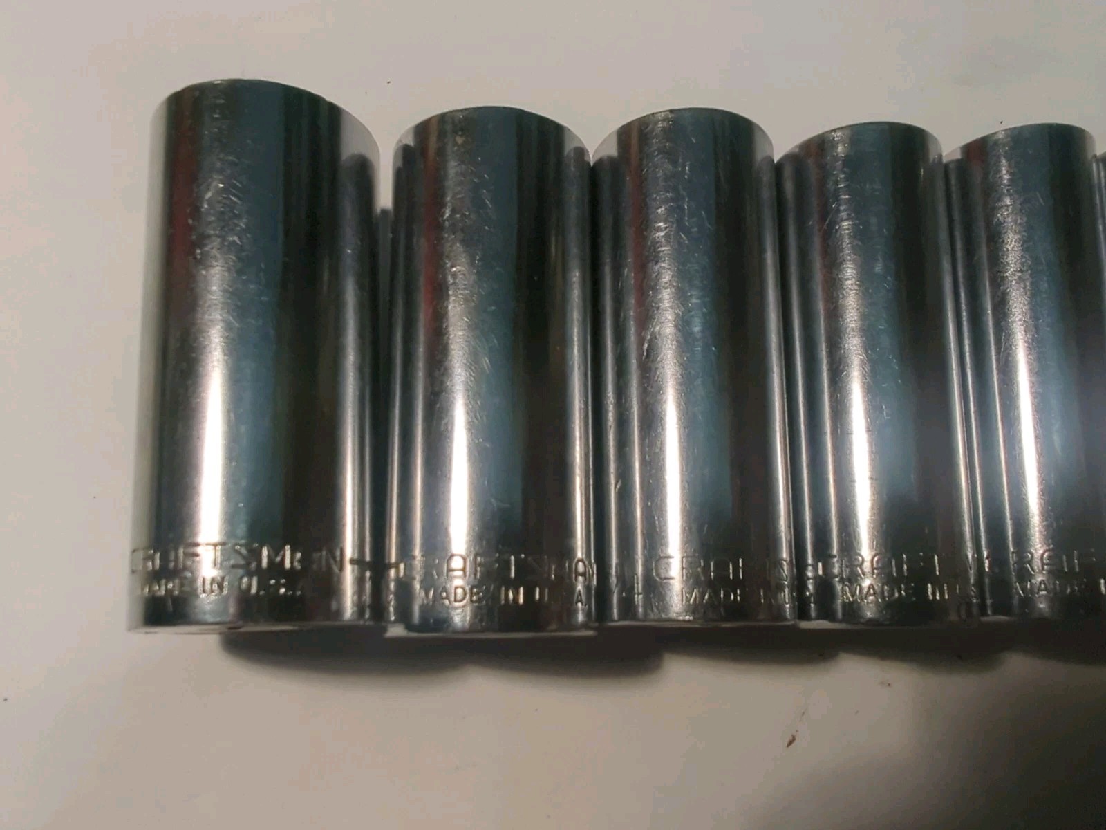 Nice Craftsman 9pc 3/8 Drive 6Pt Deep SAE Socket Set 3/8-7/8 G Series USA 433XX