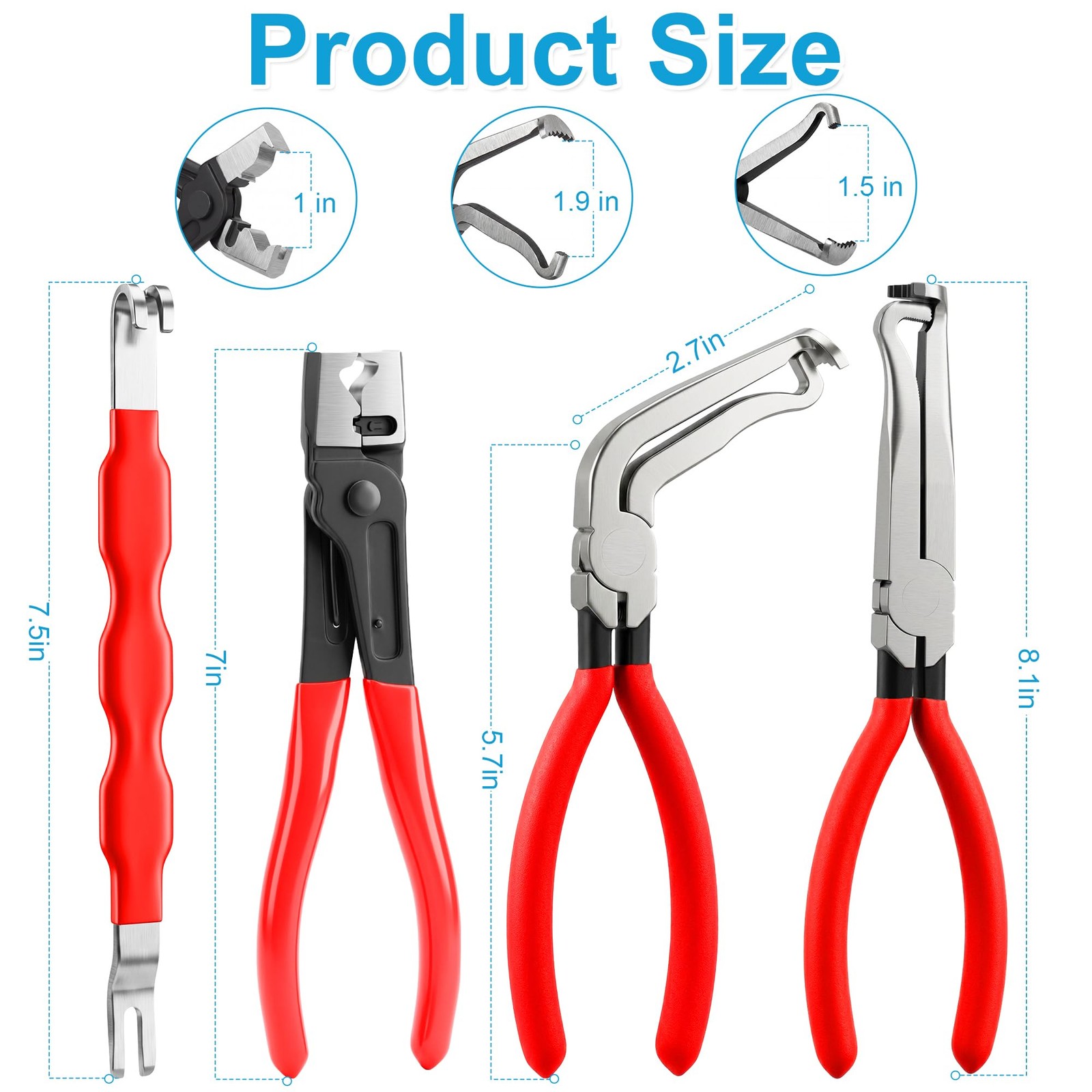 5PCS Electrical Disconnect Pliers Set, Automotive Red