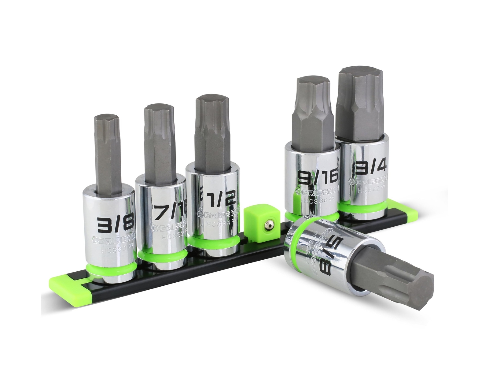 GRIPEDGE HEX Bit Socket Set | 6-PC – 1/2» Drive SAE RPT Hex Driver Set | Siz…