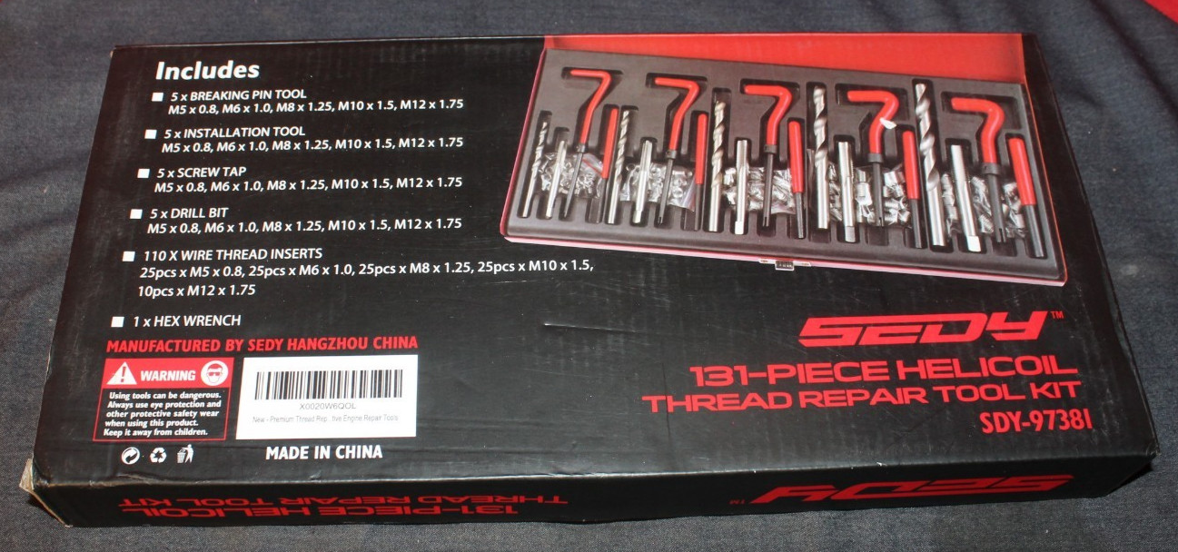 SEDY Helicoil Thread Repair Kit Metric Rethread Tool M5 M6 M8 M10 M12 AO4079122