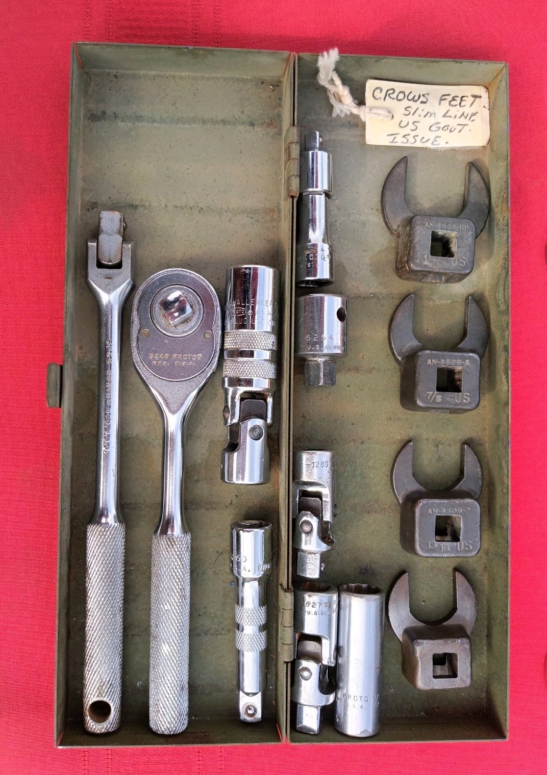 PROTO 20 PIECE 3/8″dr. SAE Mixed Socket Set + Pro wrenches +4 Slimline Crowfoot