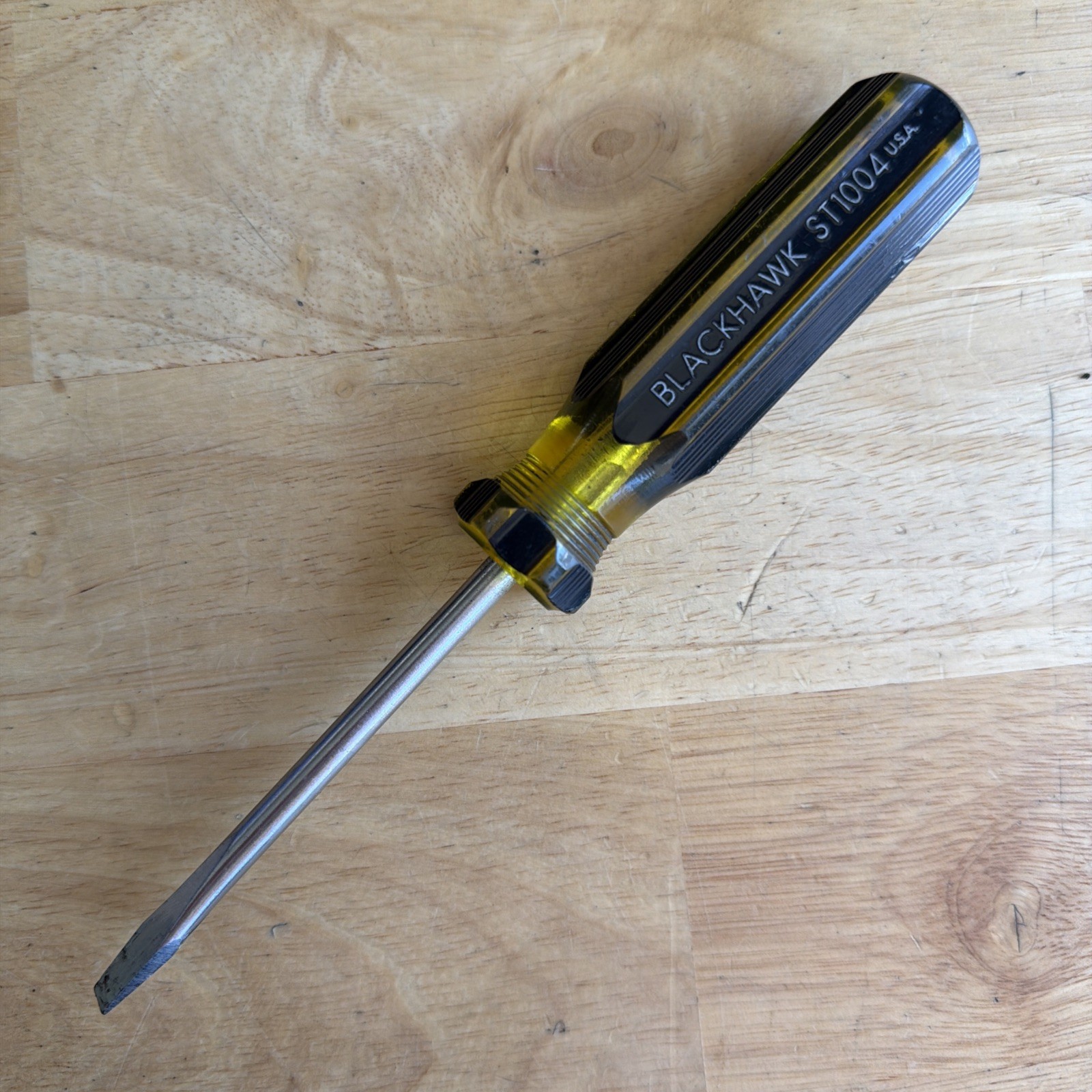 Blackhawk Tools 1/4″ Flat Slotted Screwdriver Yellow Black Handle ST1004 USA