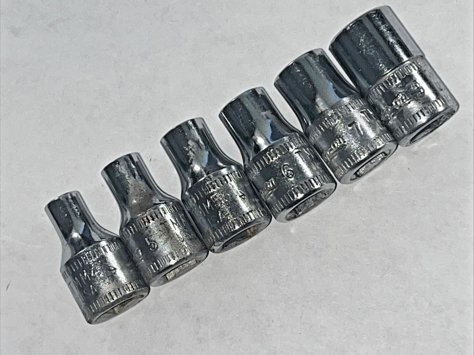 Snap-on TMM Socket Set 1/4 Drive Metric 9, 7, 6, 5.5, 5, 4mm 6Point