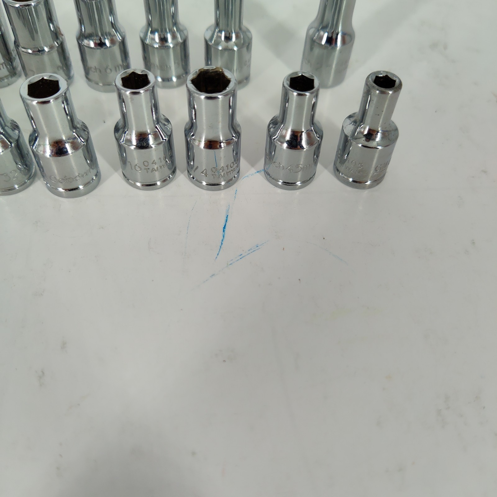 23X GM Goodwrench 1/4″ Drive SAE 6 Pt Socket Vtg 2″ Extension